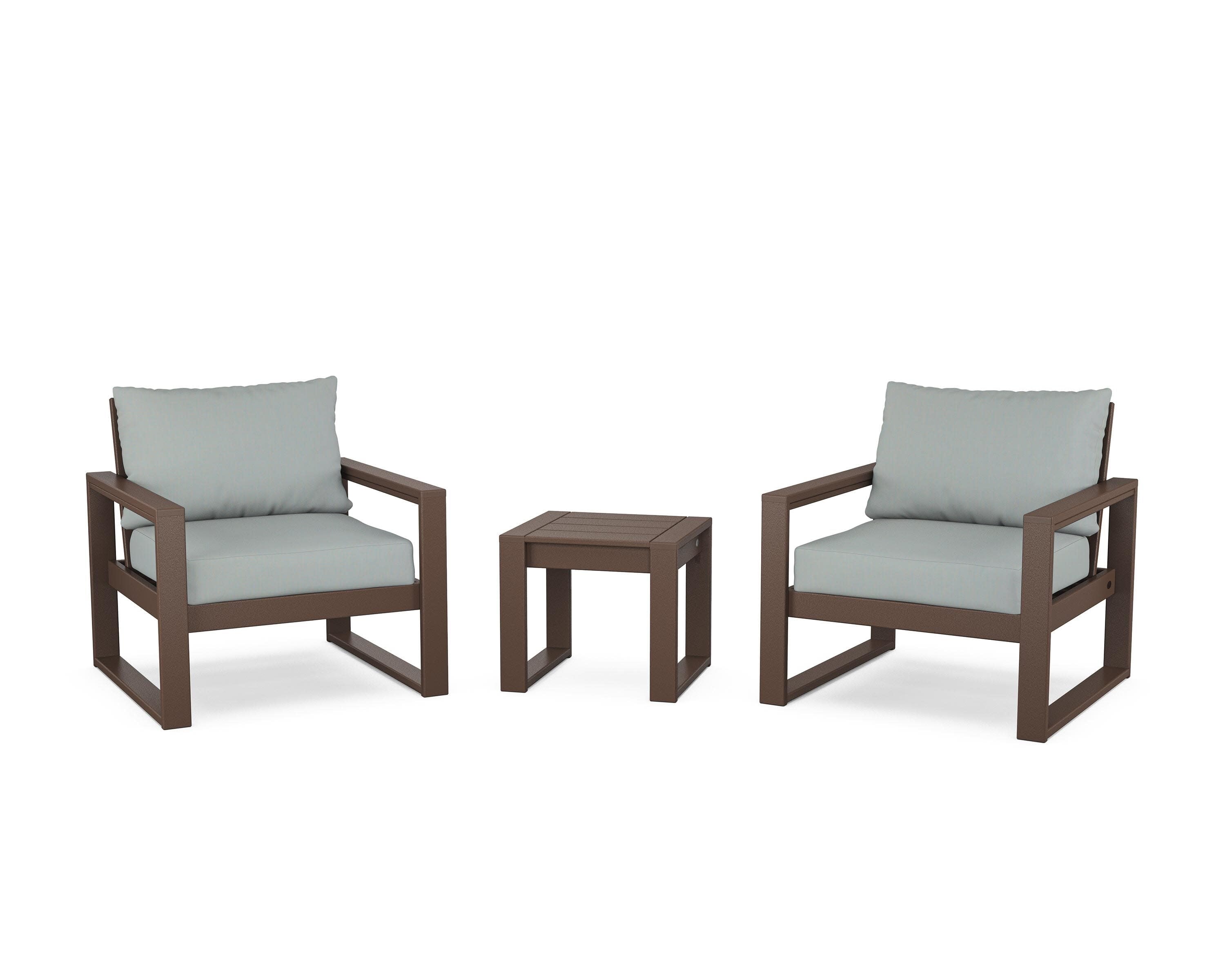EDGE Sectional 3-Piece Deep Seating Set in Mahogany / Spa