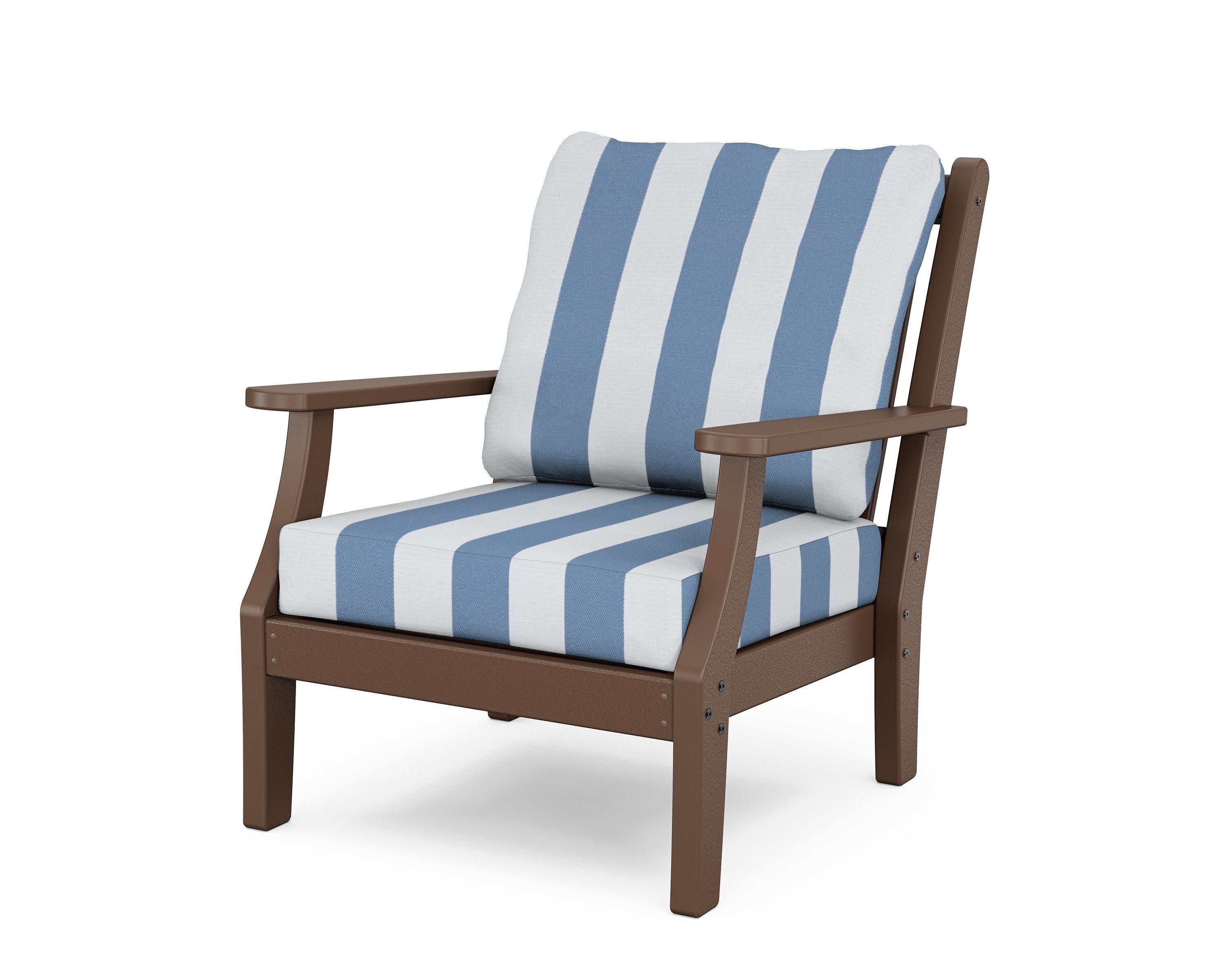 Wovendale Deep Seating Chair in Mahogany / Cabana Stripe Sky Blue