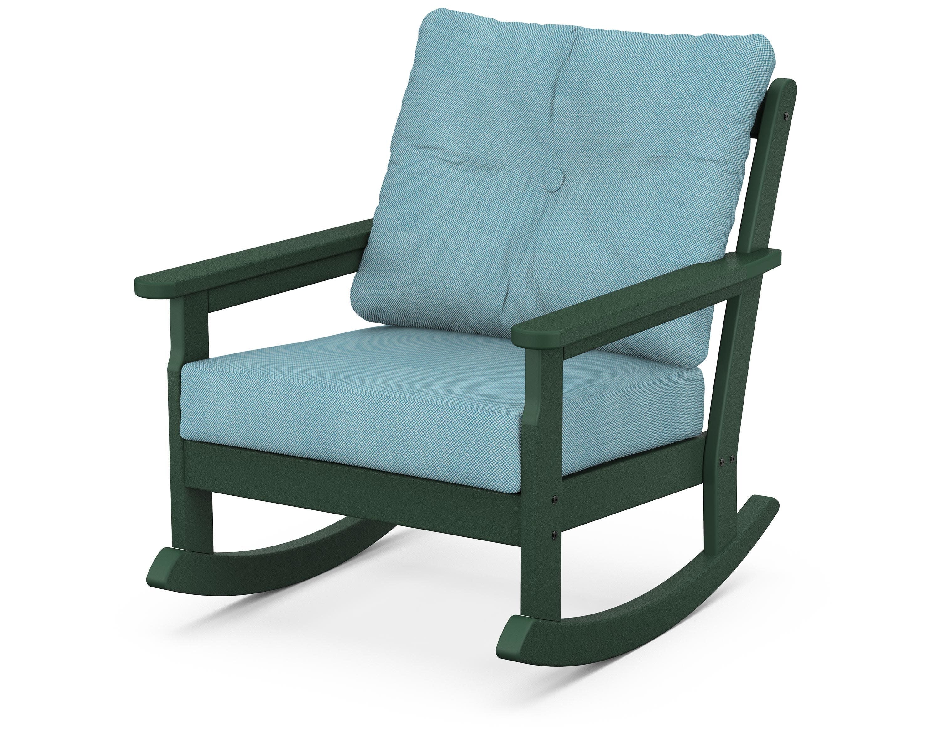 Vineyard Deep Seating Rocking Chair in Green / Lattice Sky Blue