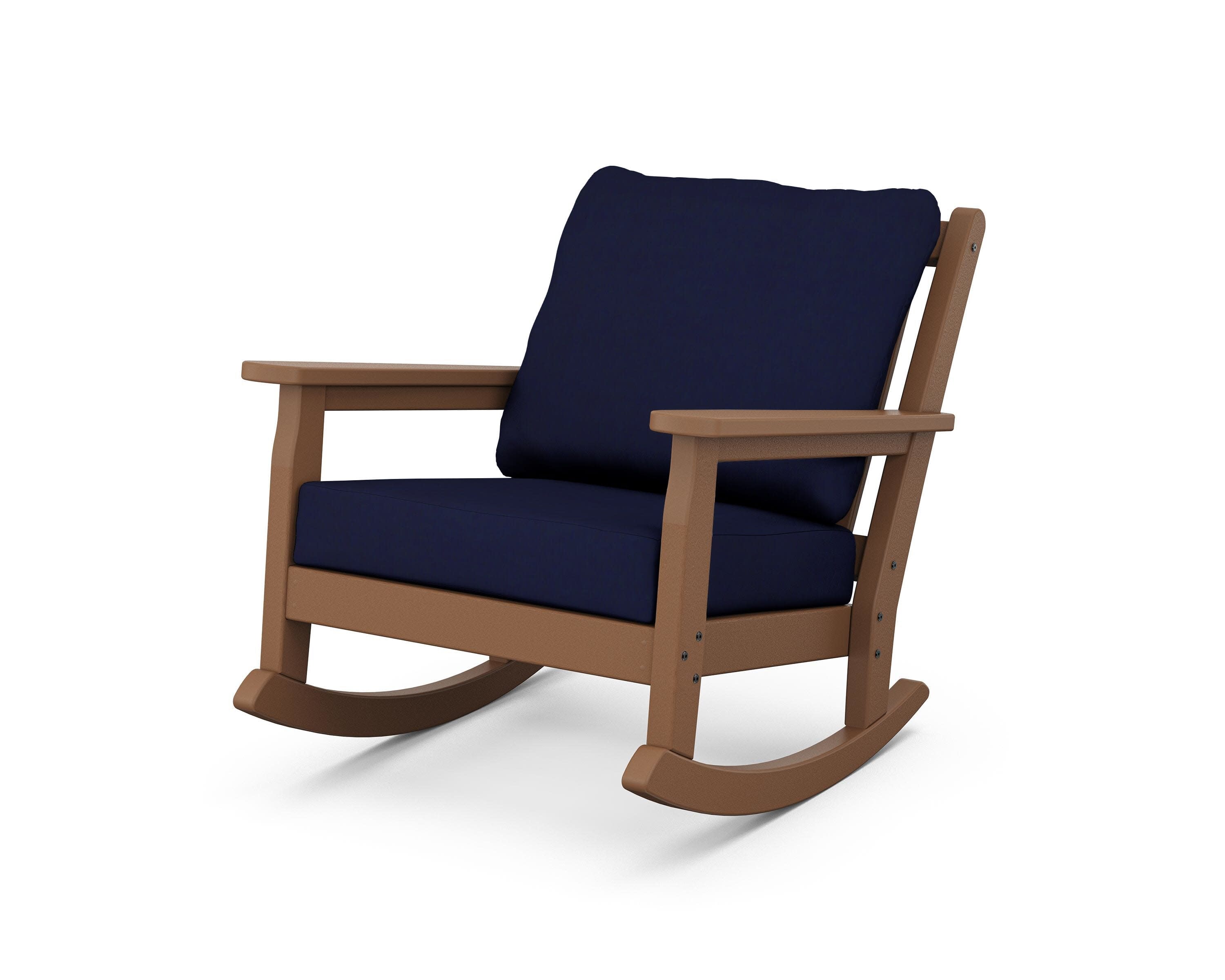 Chippendale Deep Seating Rocking Chair in Teak / Navy
