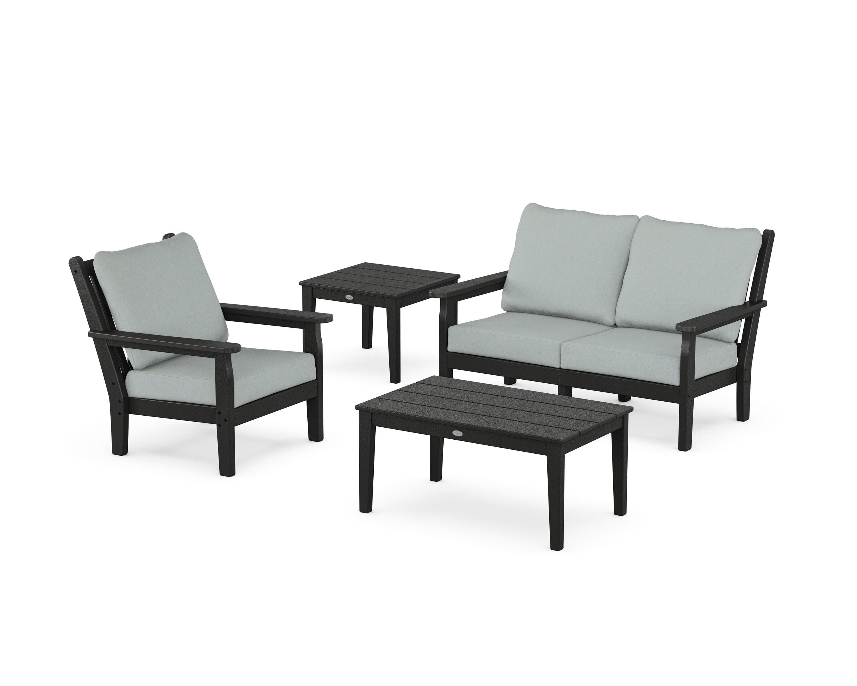 Chippendale 4-Piece Deep Seating Set in Black / Spa