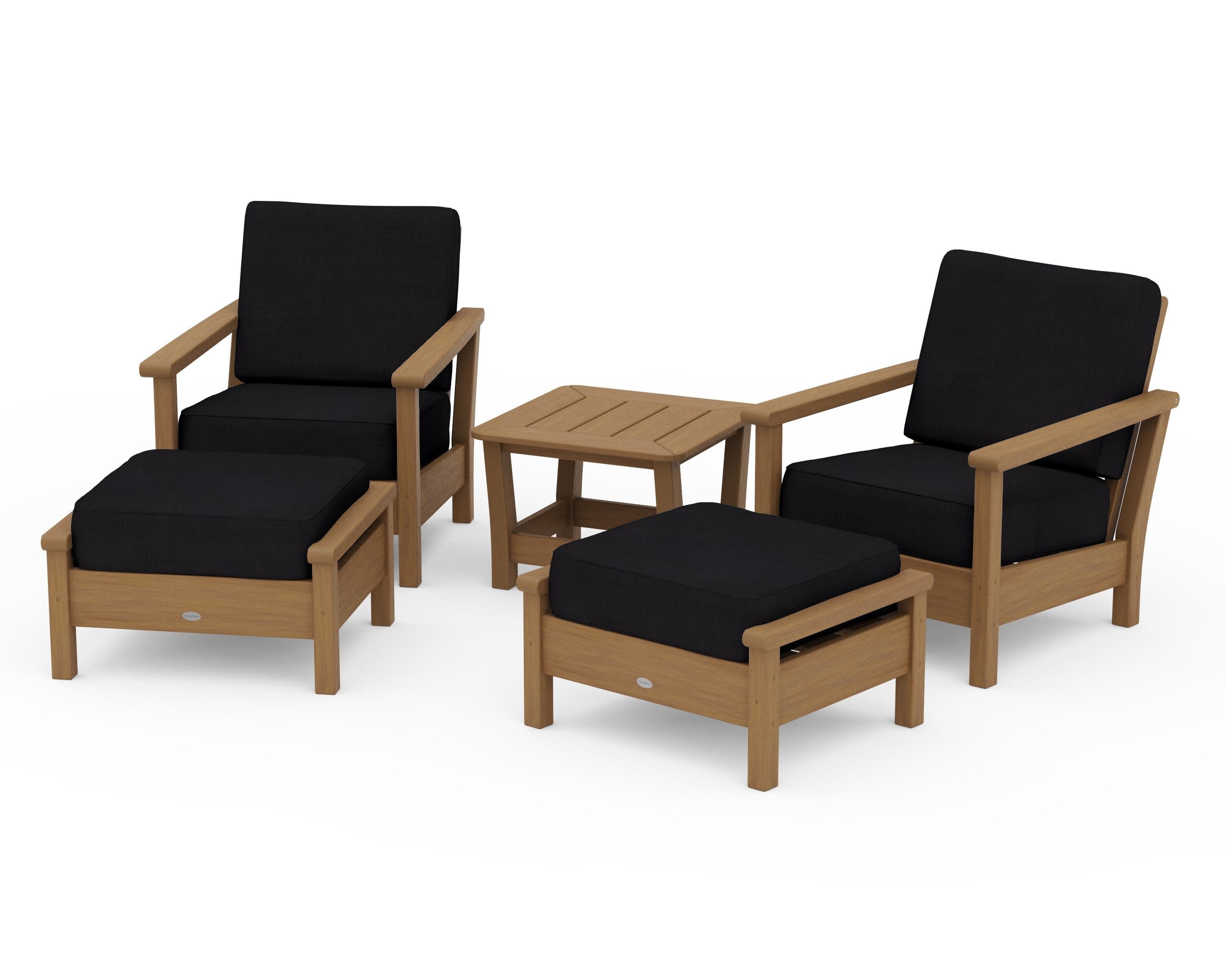 Harbour 5-Piece Deep Seating Chair Set in Natural / Midnight Linen