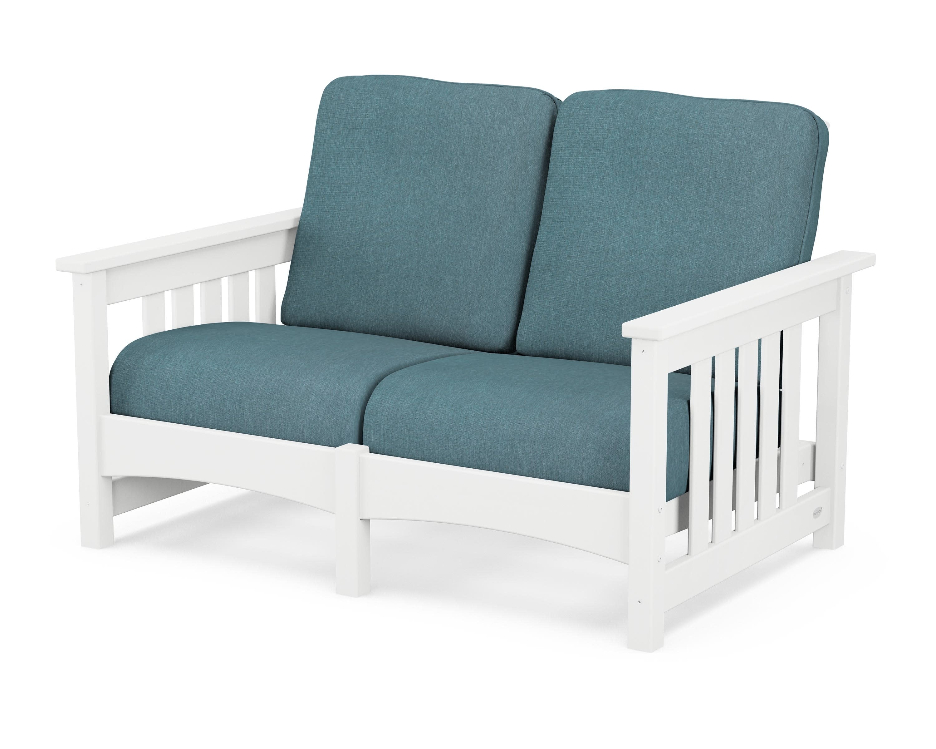 Club Mission Loveseat in White / Ocean Teal