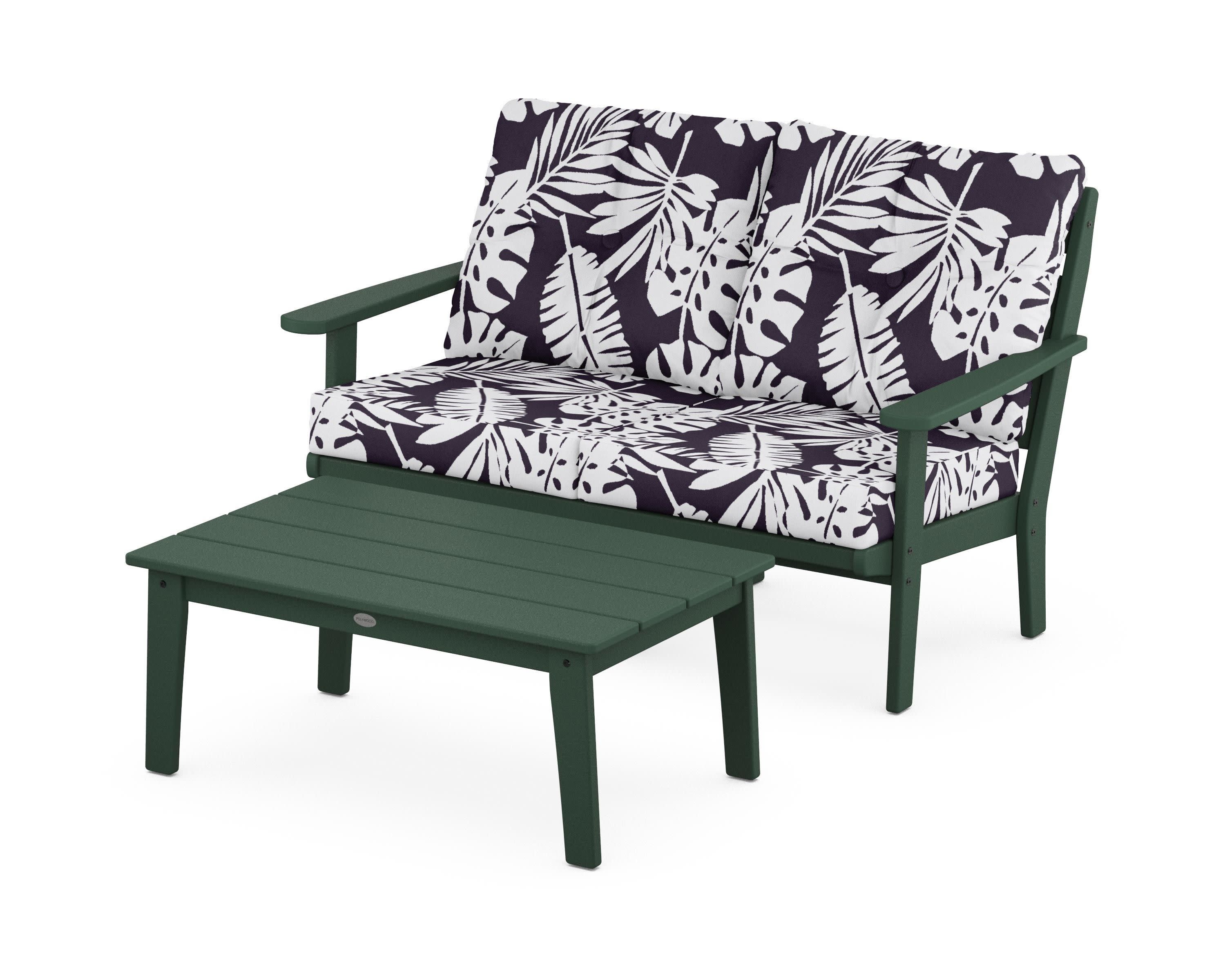 Lakeside 2-Piece Lounge Loveseat Set in Green / Leaf Navy