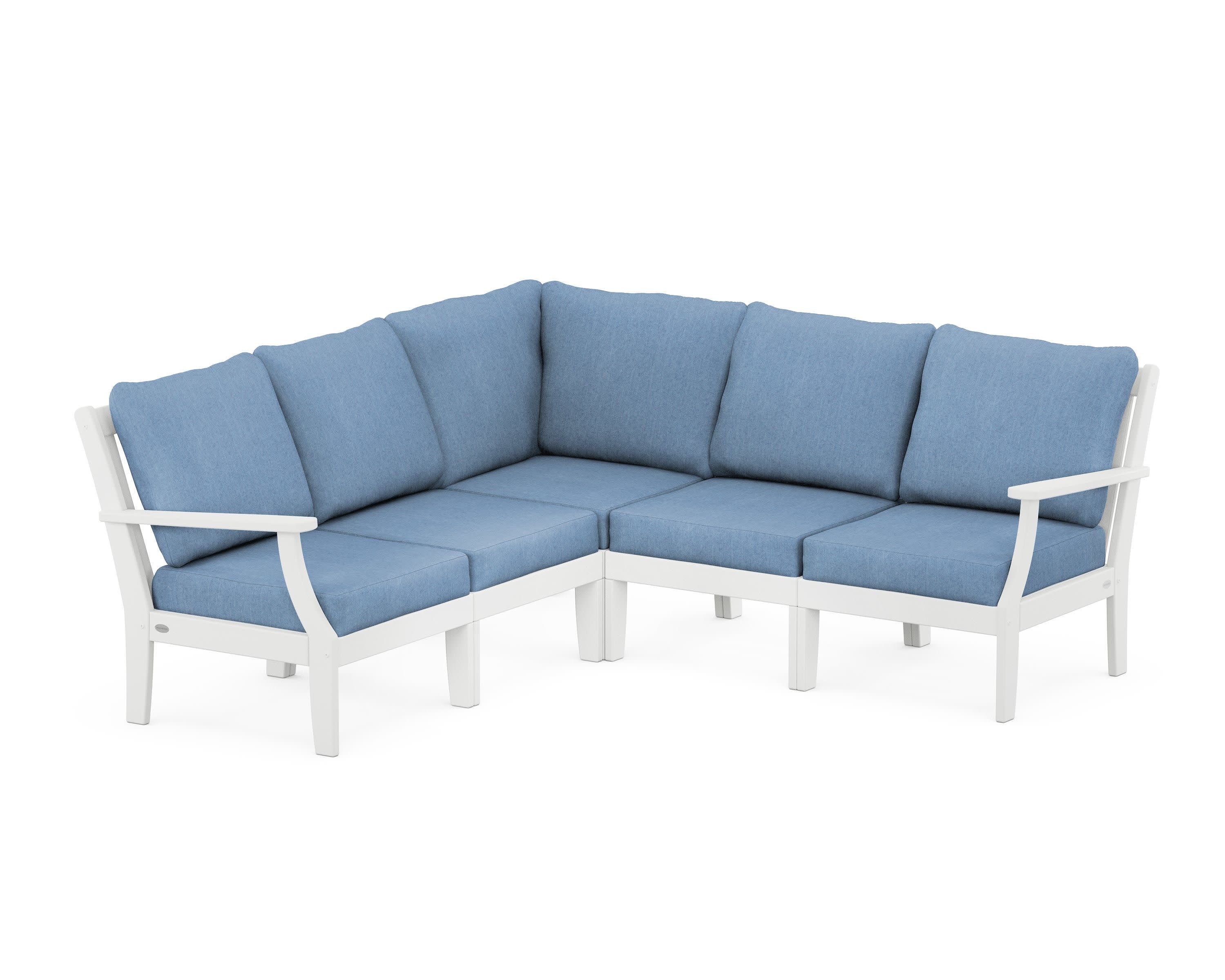 Braxton Modular 5-Piece Deep Seating Set in White / Sky Blue