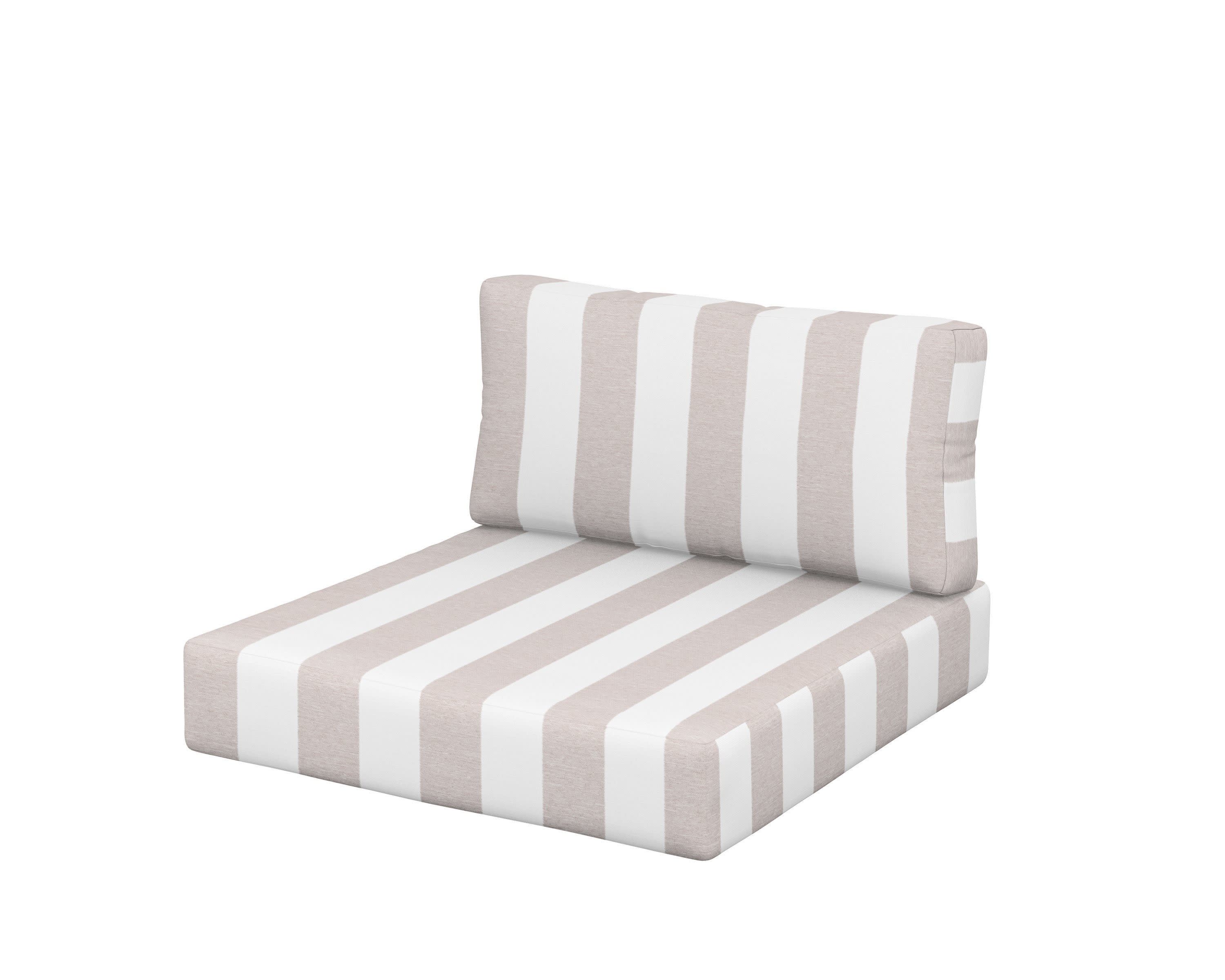 Acadia Back/Seat Cushion Set in Cabana Stripe Dune Burlap