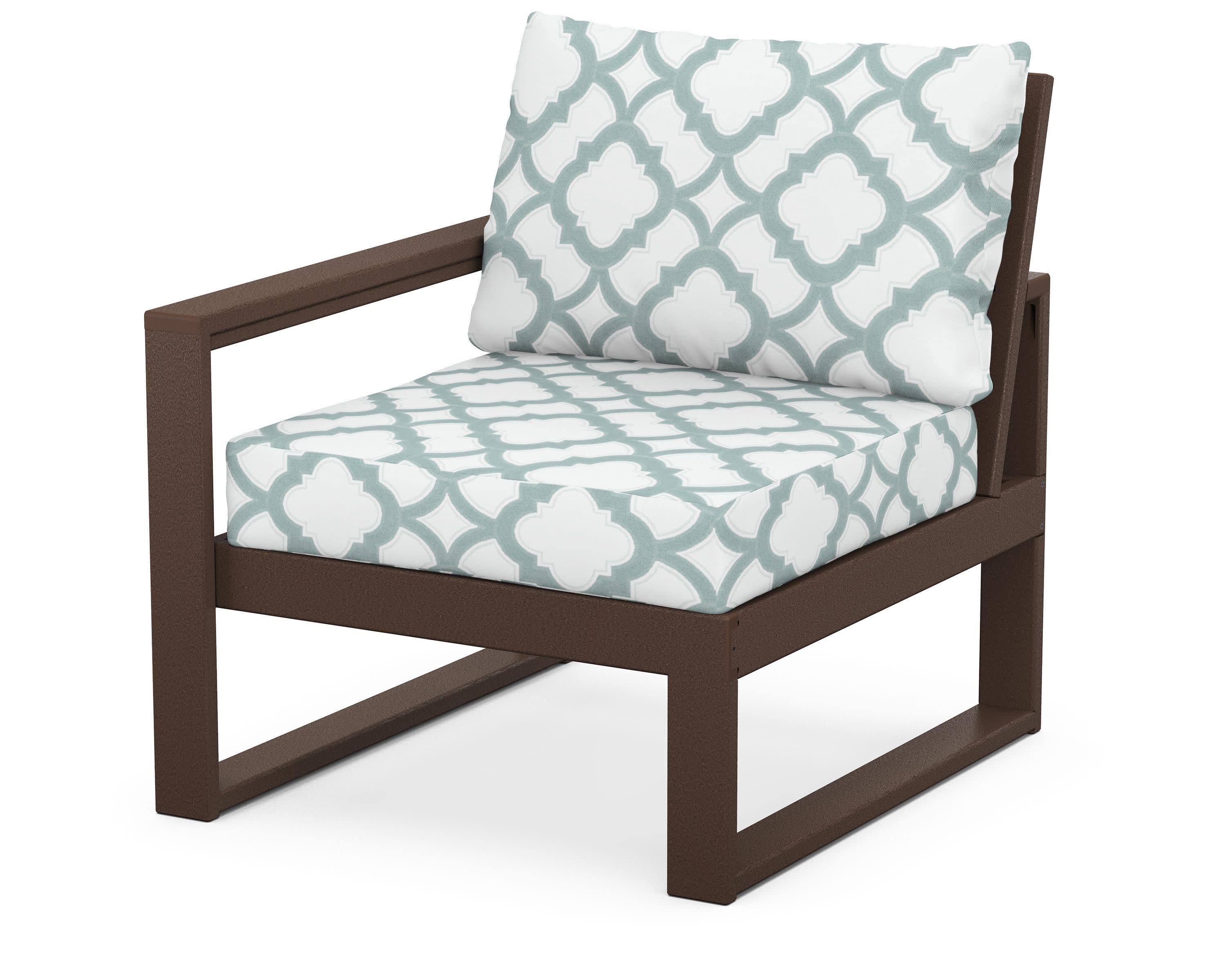 EDGE Modular Left Arm Chair in Mahogany / Trellis Glacier Spa