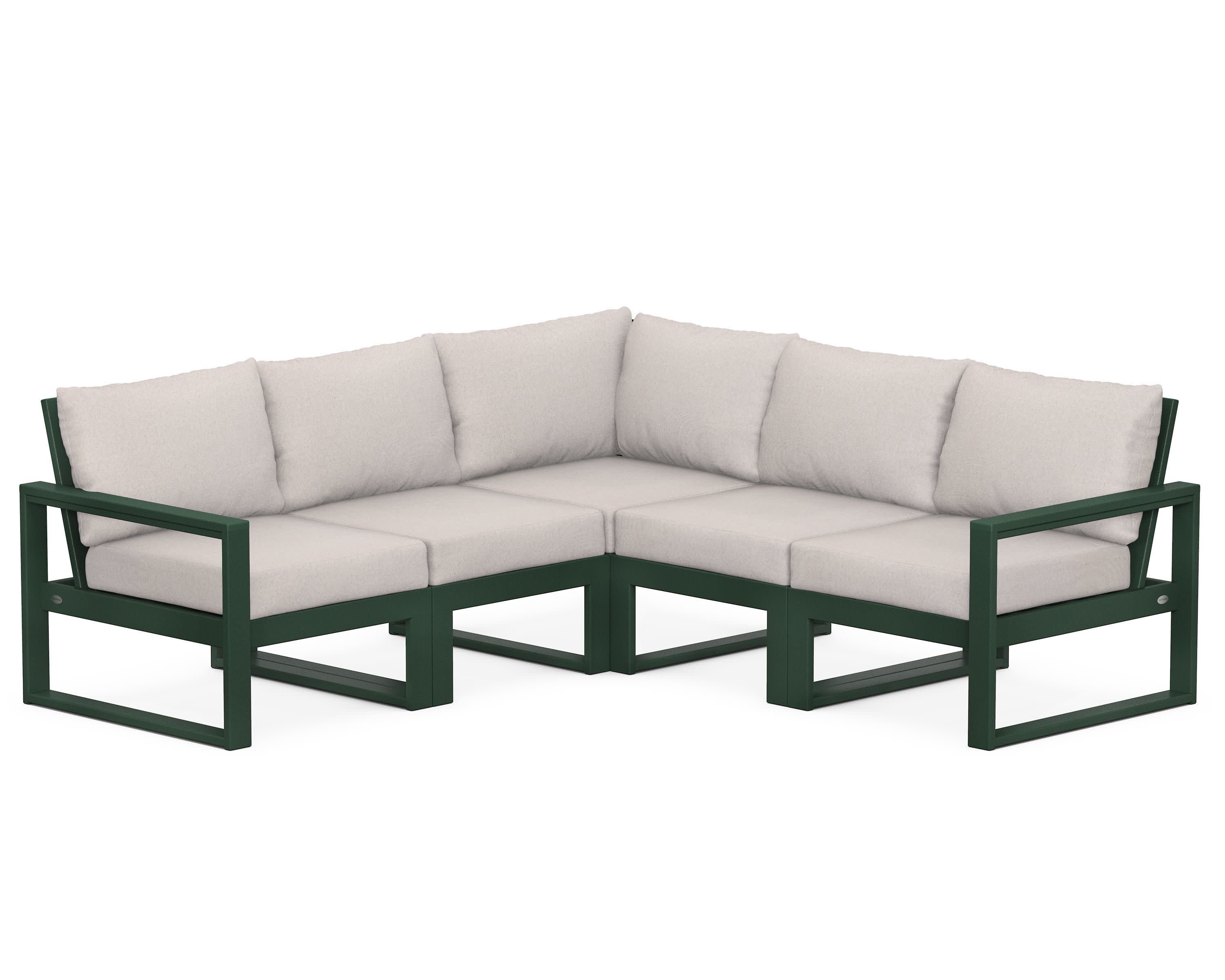 EDGE 5-Piece Modular Deep Seating Set in Green / Dune Burlap