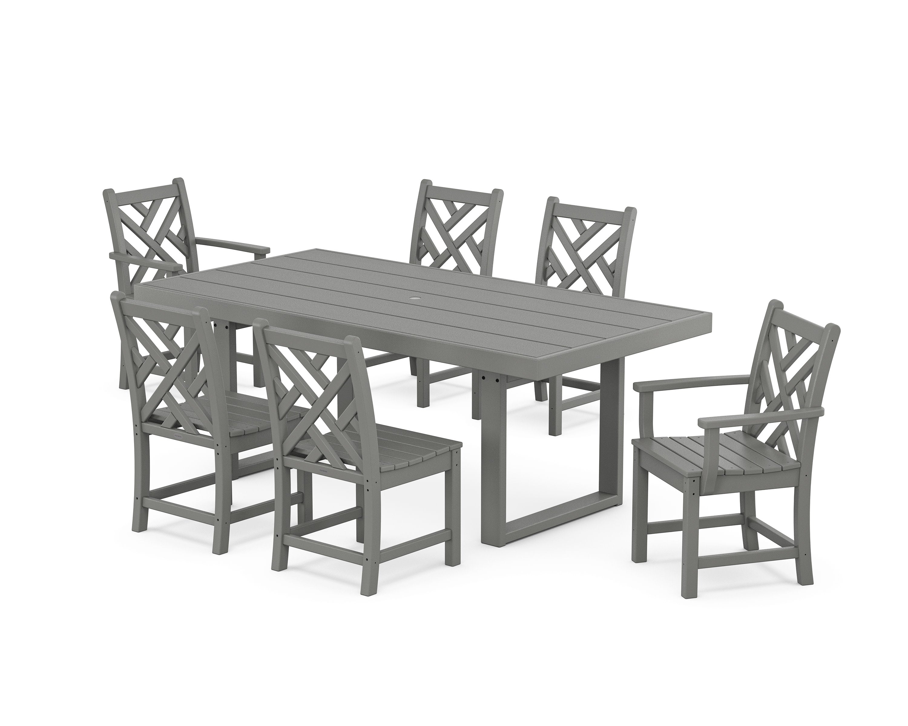 Chippendale 7-Piece Dining Set in Slate Grey