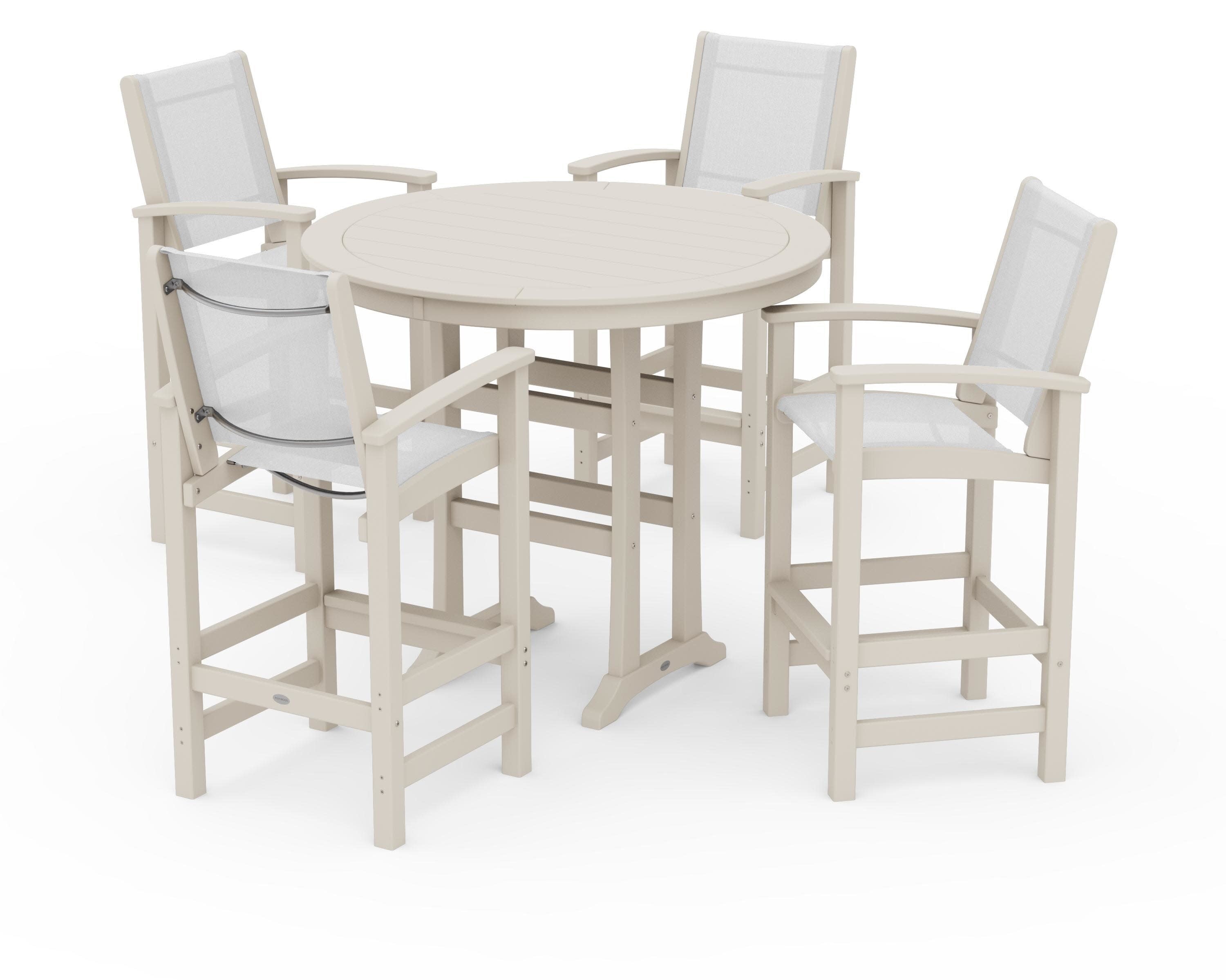 Coastal 5-Piece Nautical Trestle Bar Set in Sand / White Sling