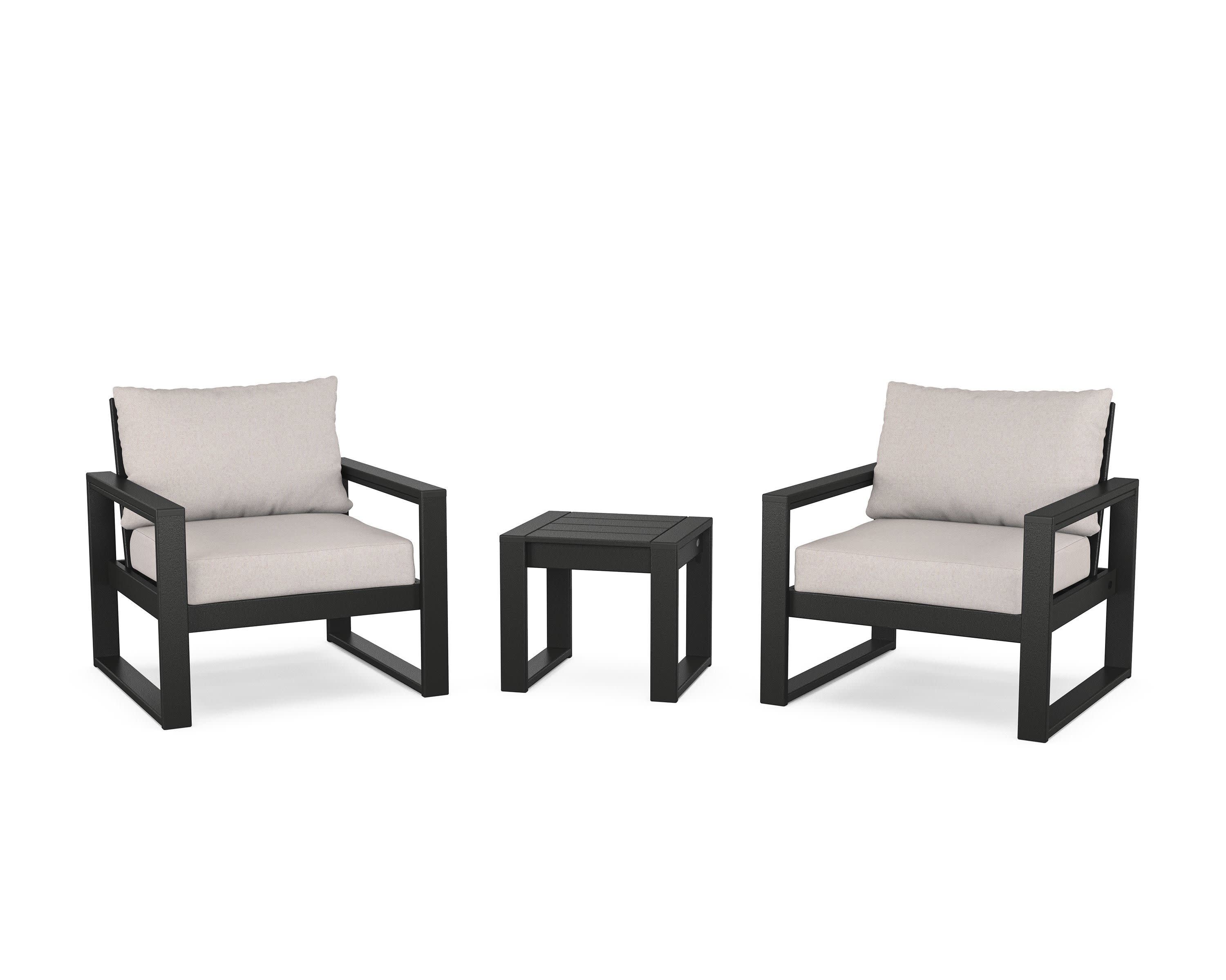 EDGE Sectional 3-Piece Deep Seating Set in Black / Dune Burlap