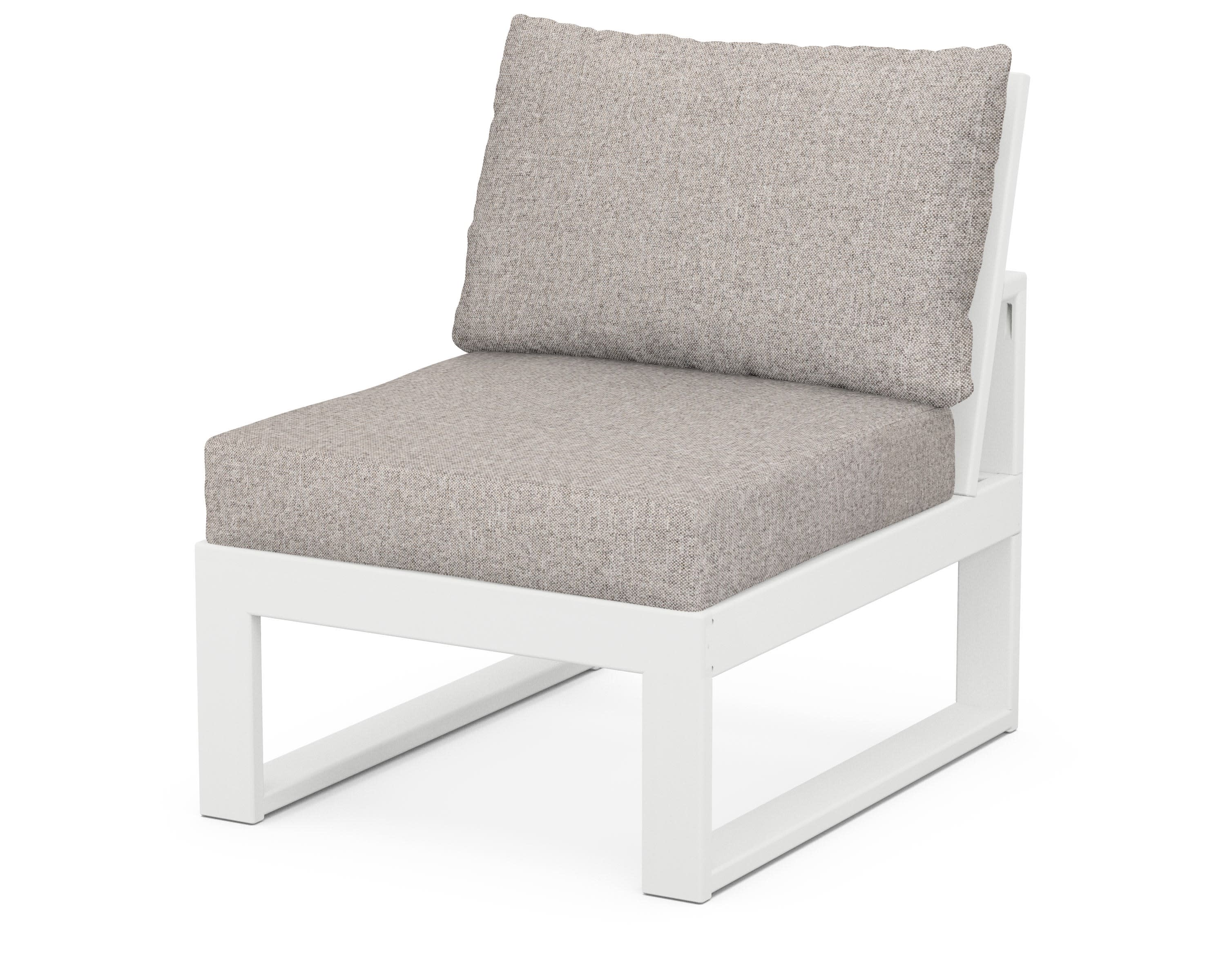 Modular Armless Chair in White / Weathered Tweed