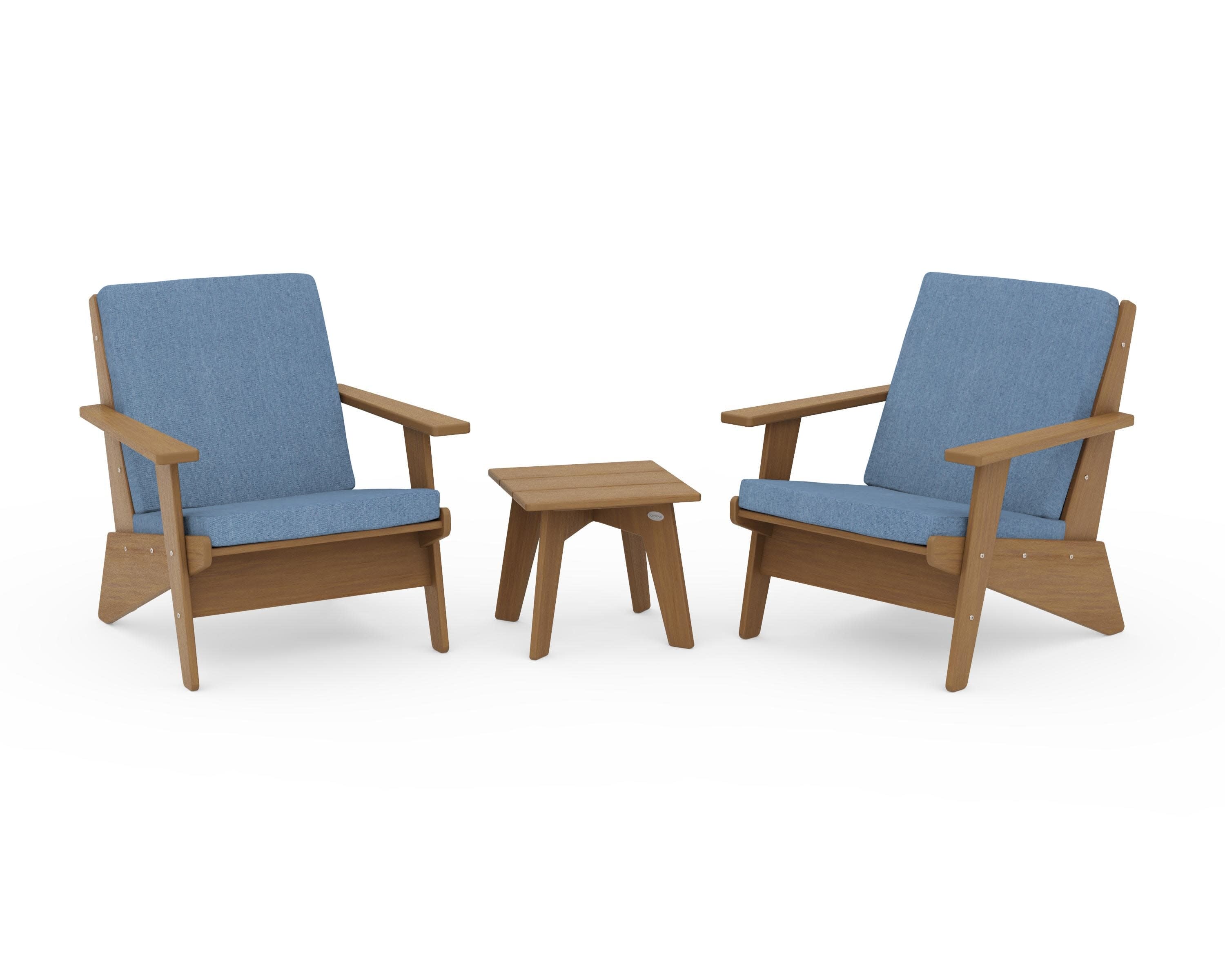 Riviera Modern Lounge 3-Piece Set in Natural / Sky Blue