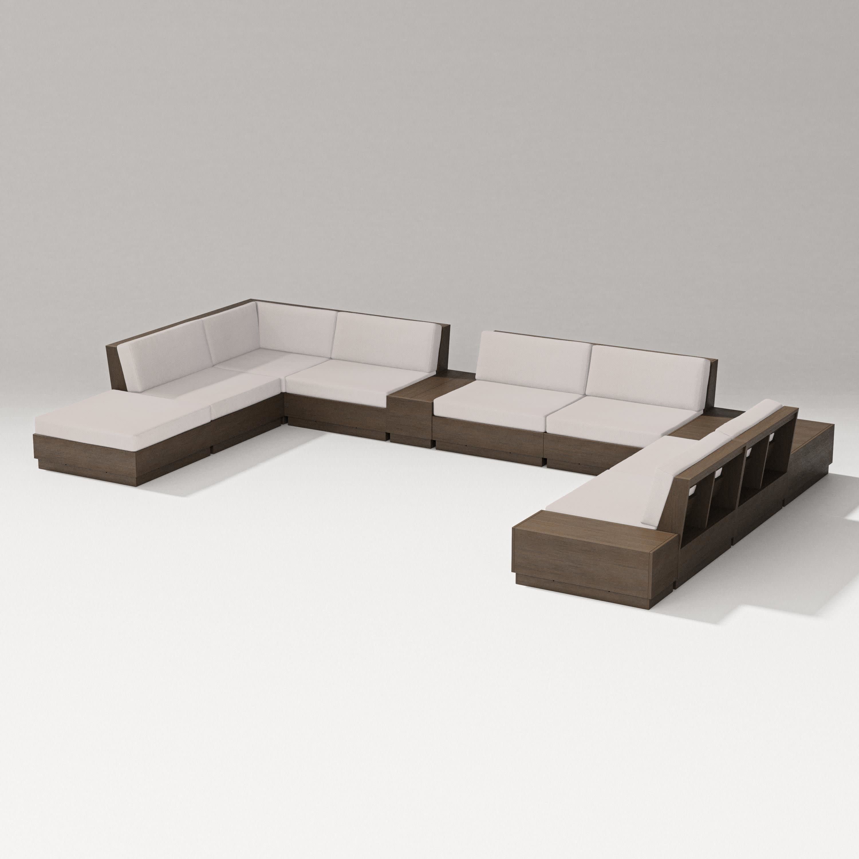 Elevate 11-Piece Conversation Sectional Set in Kona / Dune Burlap