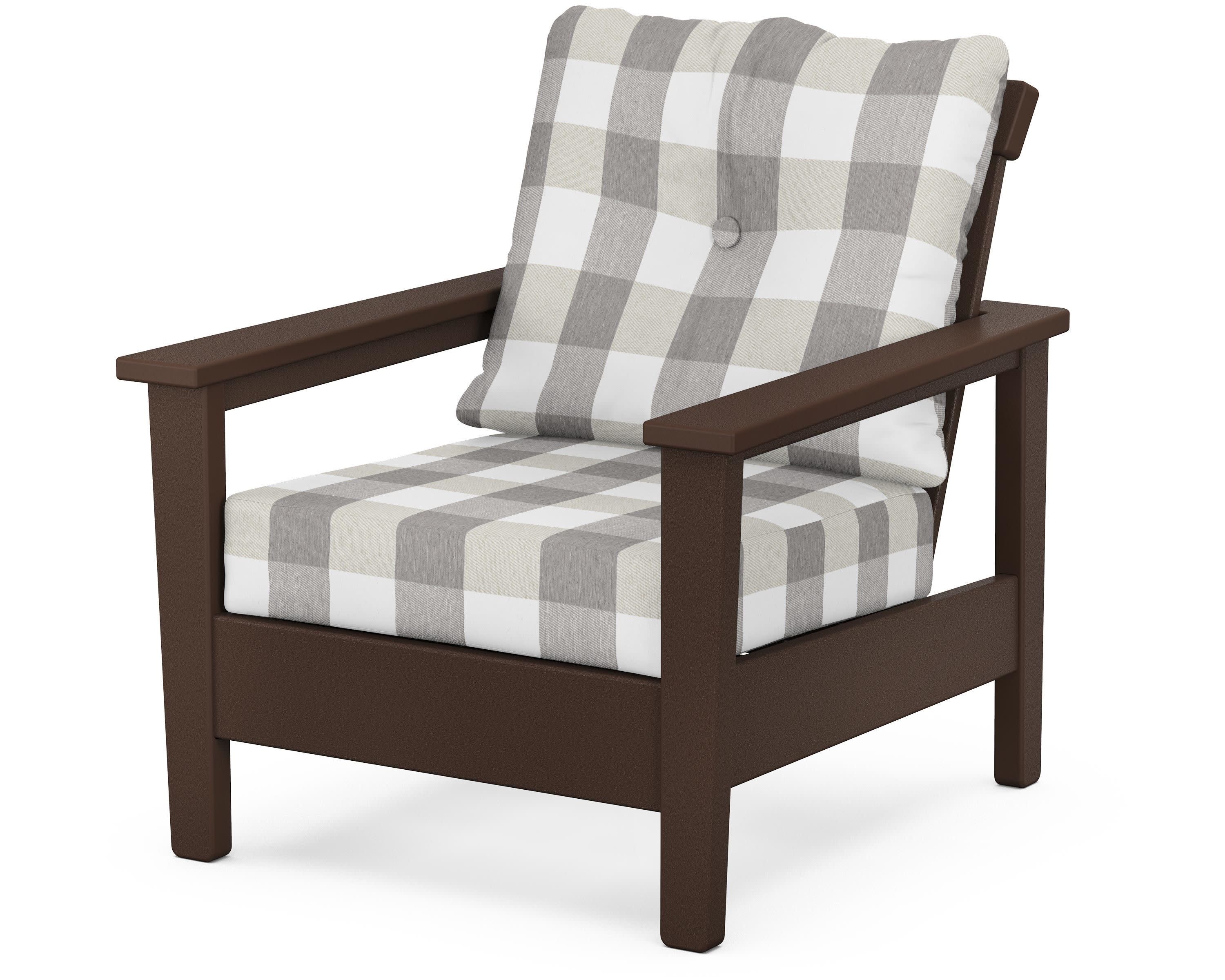 Prescott Deep Seating Chair in Mahogany / Buffalo Plaid Grey Mist