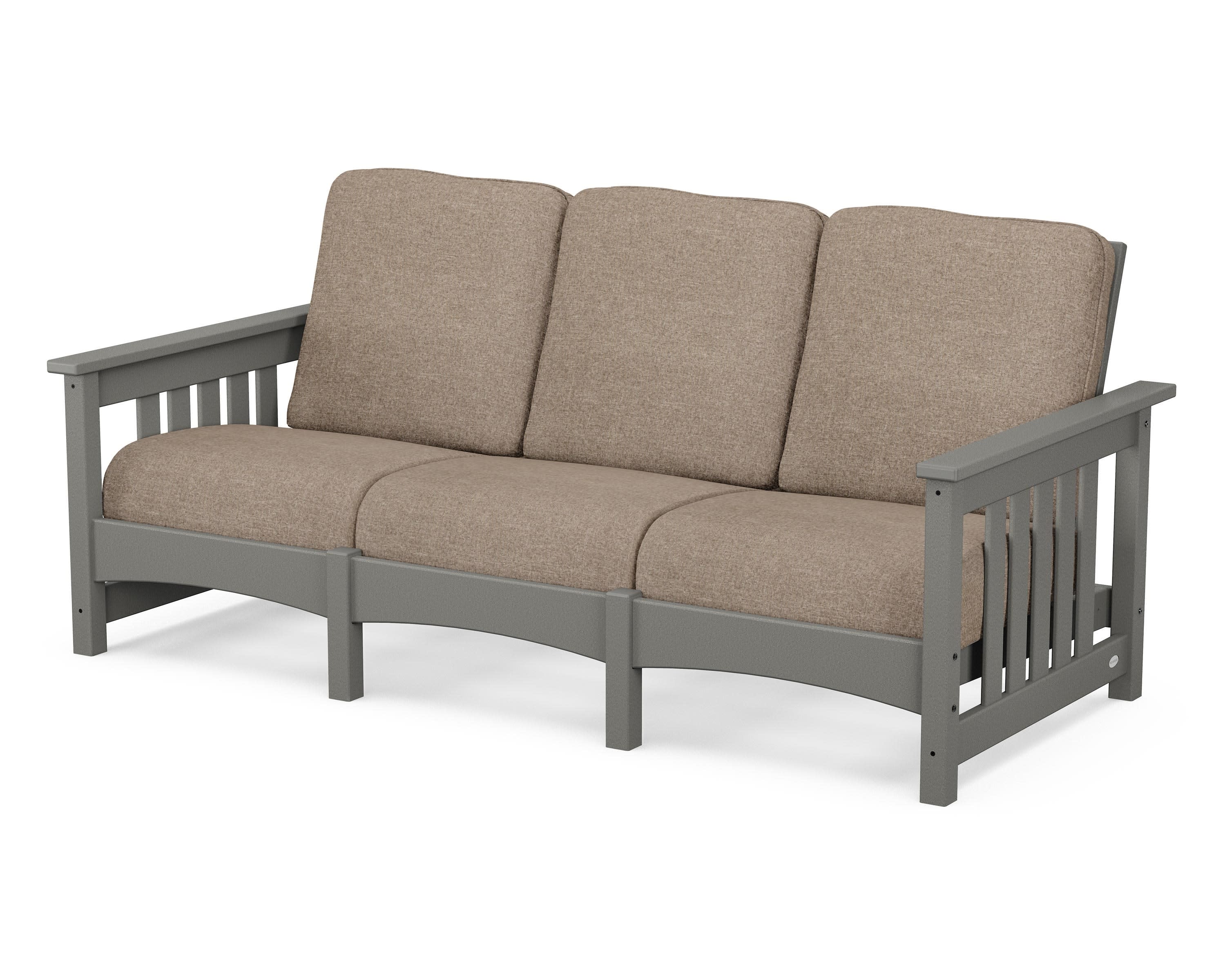 Club Mission Sofa in Slate Grey / Spiced Burlap