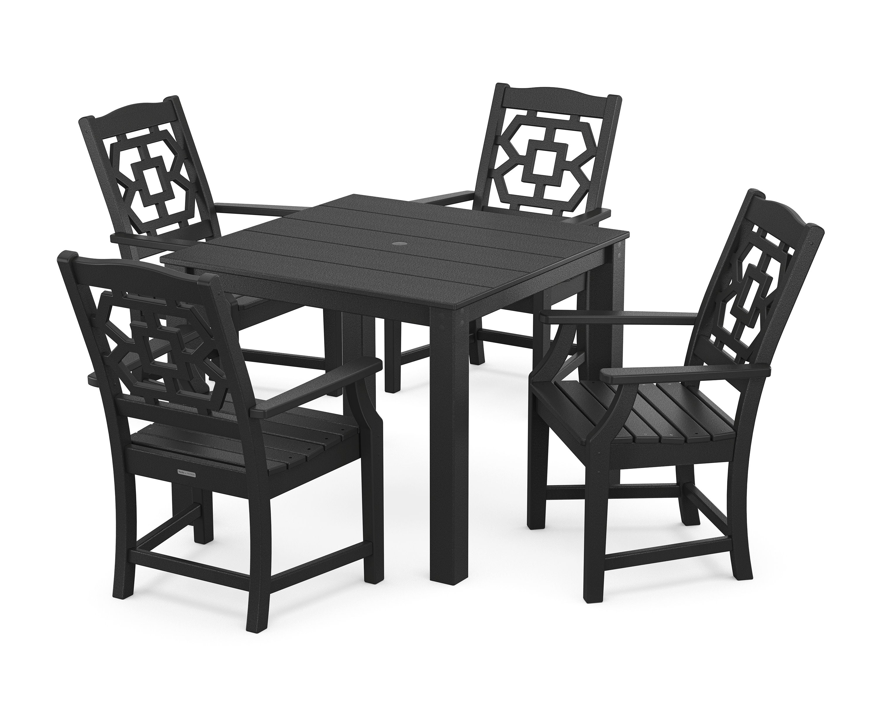 Chinoiserie 5-Piece Parsons Dining Set in Black