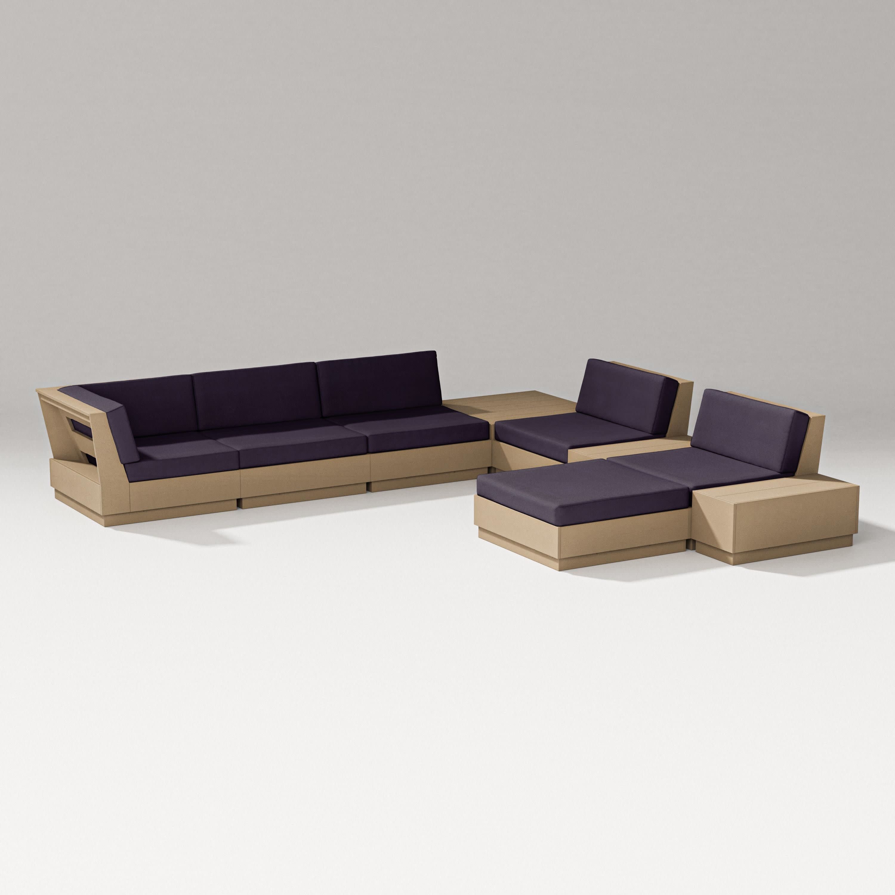 Elevate 9-Piece Conversation Sectional in Vintage Sahara / Navy Linen