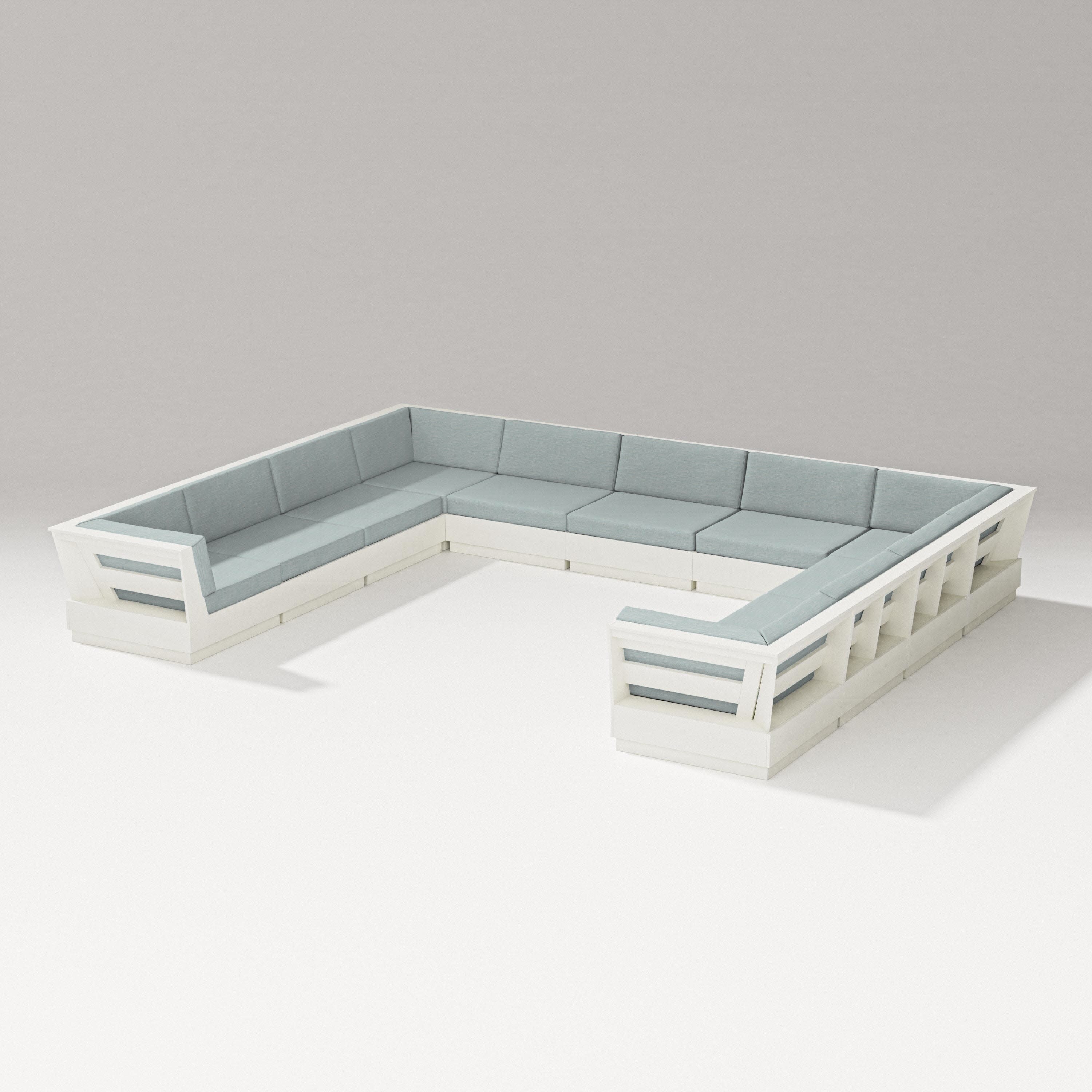 Elevate Large U-Shaped Sectional in Vintage White / Soothe Mist