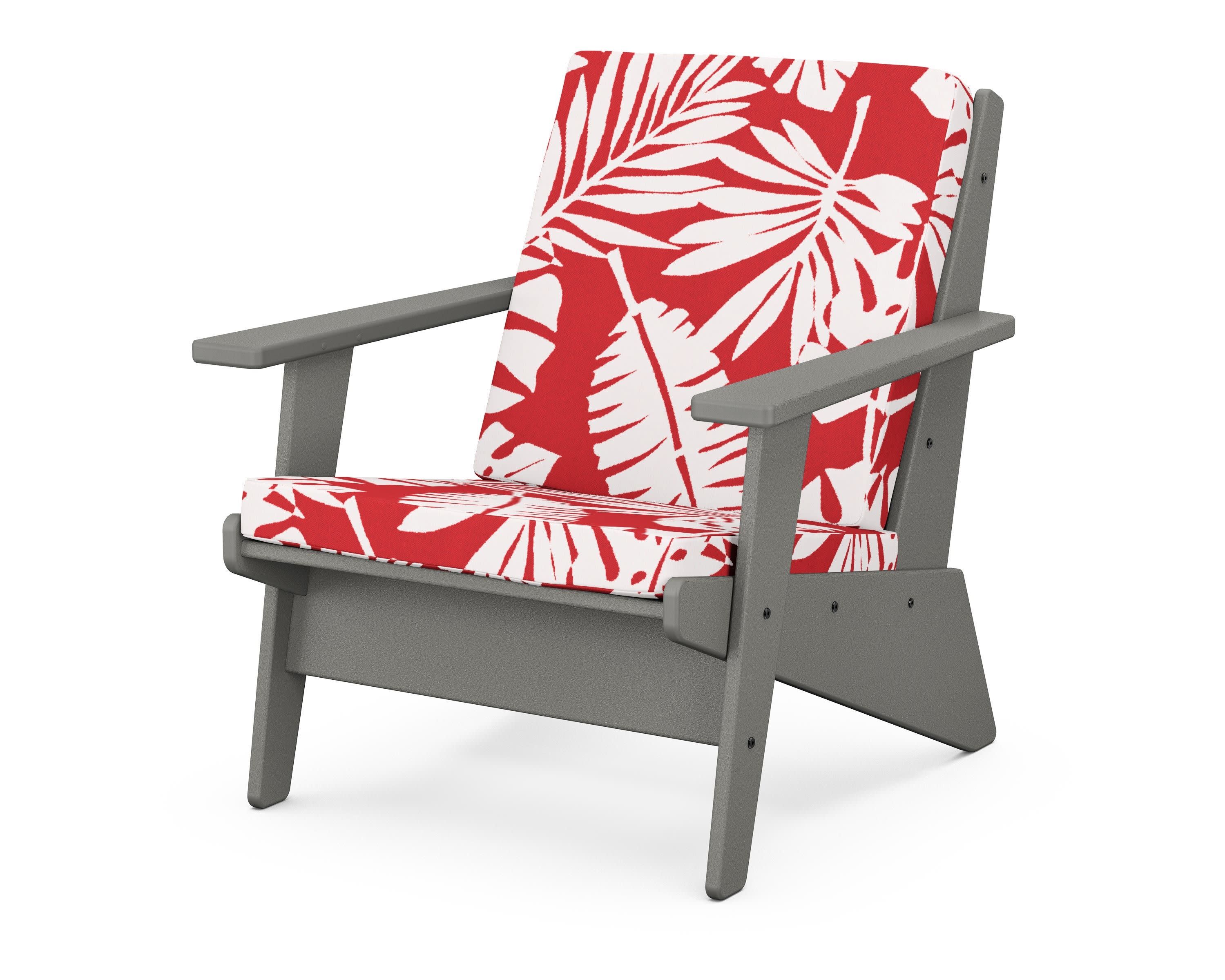 Riviera Modern Lounge Chair in Slate Grey / Leaf Crimson