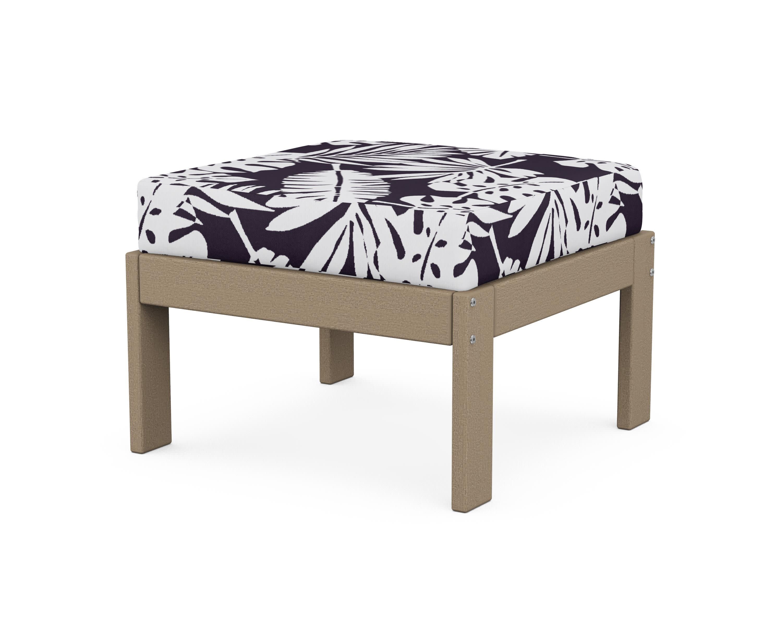 Vineyard Modular Ottoman in Vintage Sahara / Leaf Navy