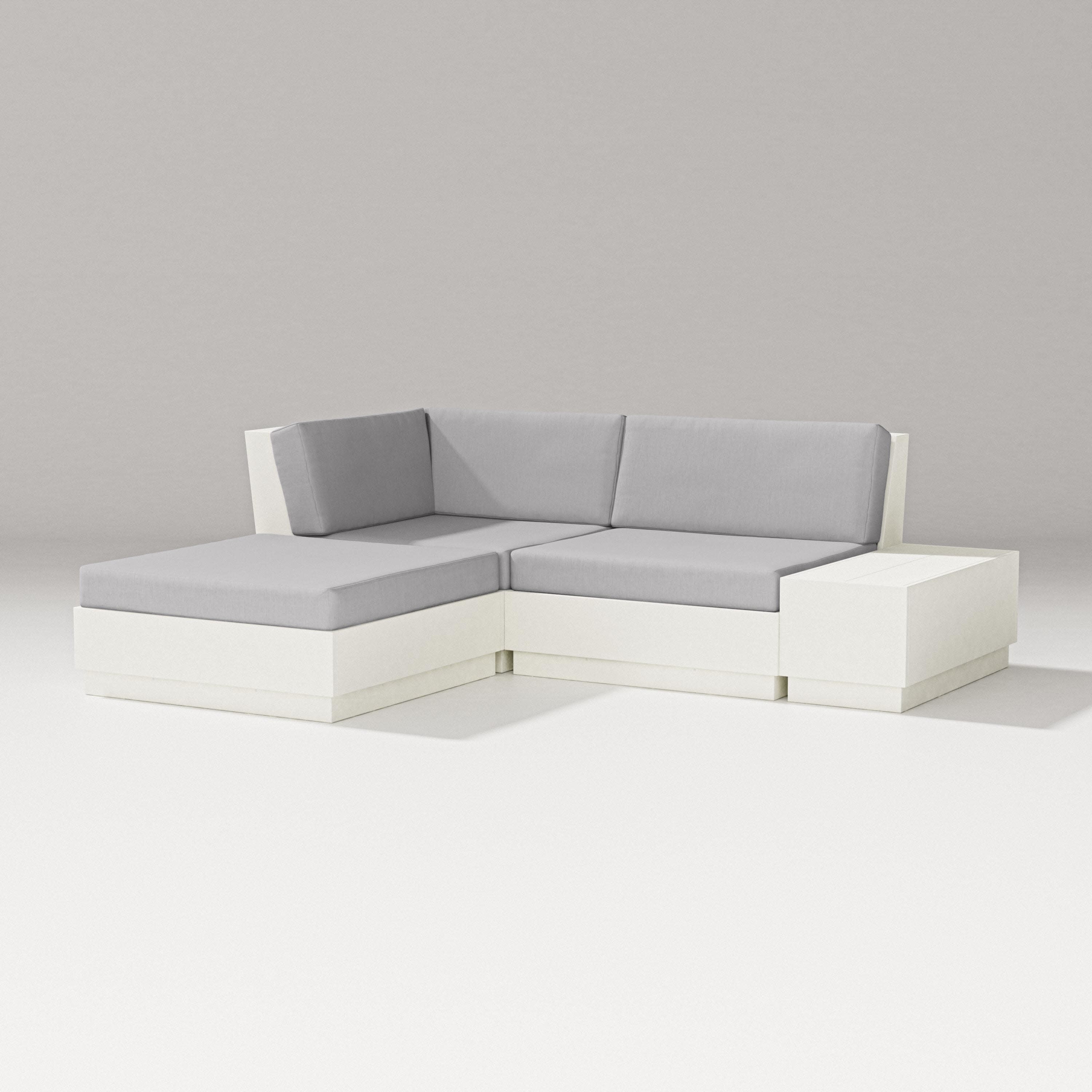 Elevate Loveseat Sectional with Chaise in Vintage White / Granite