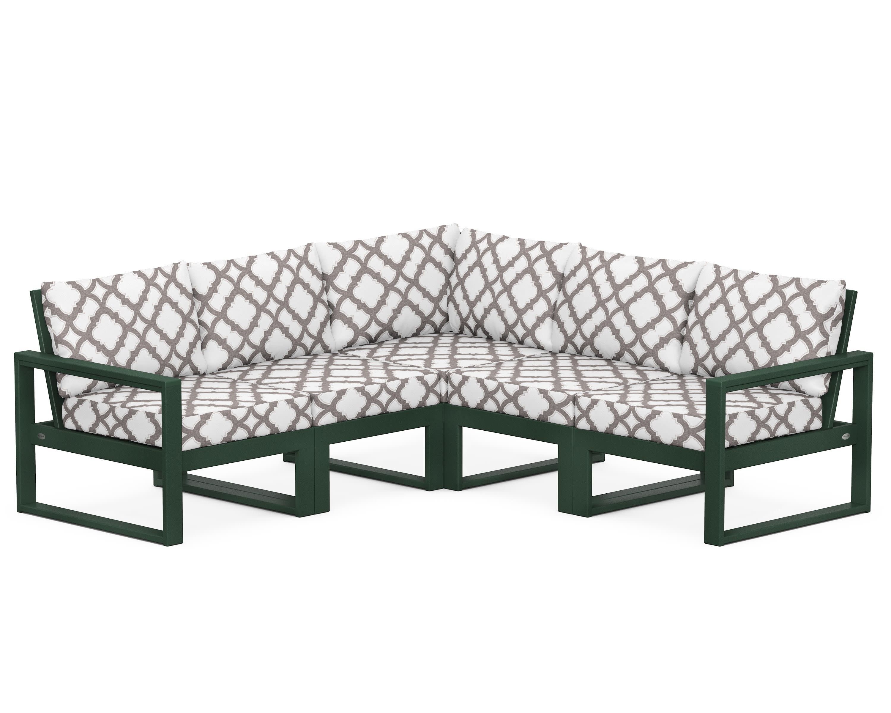 EDGE 5-Piece Modular Deep Seating Set in Green / Trellis Grey Mist