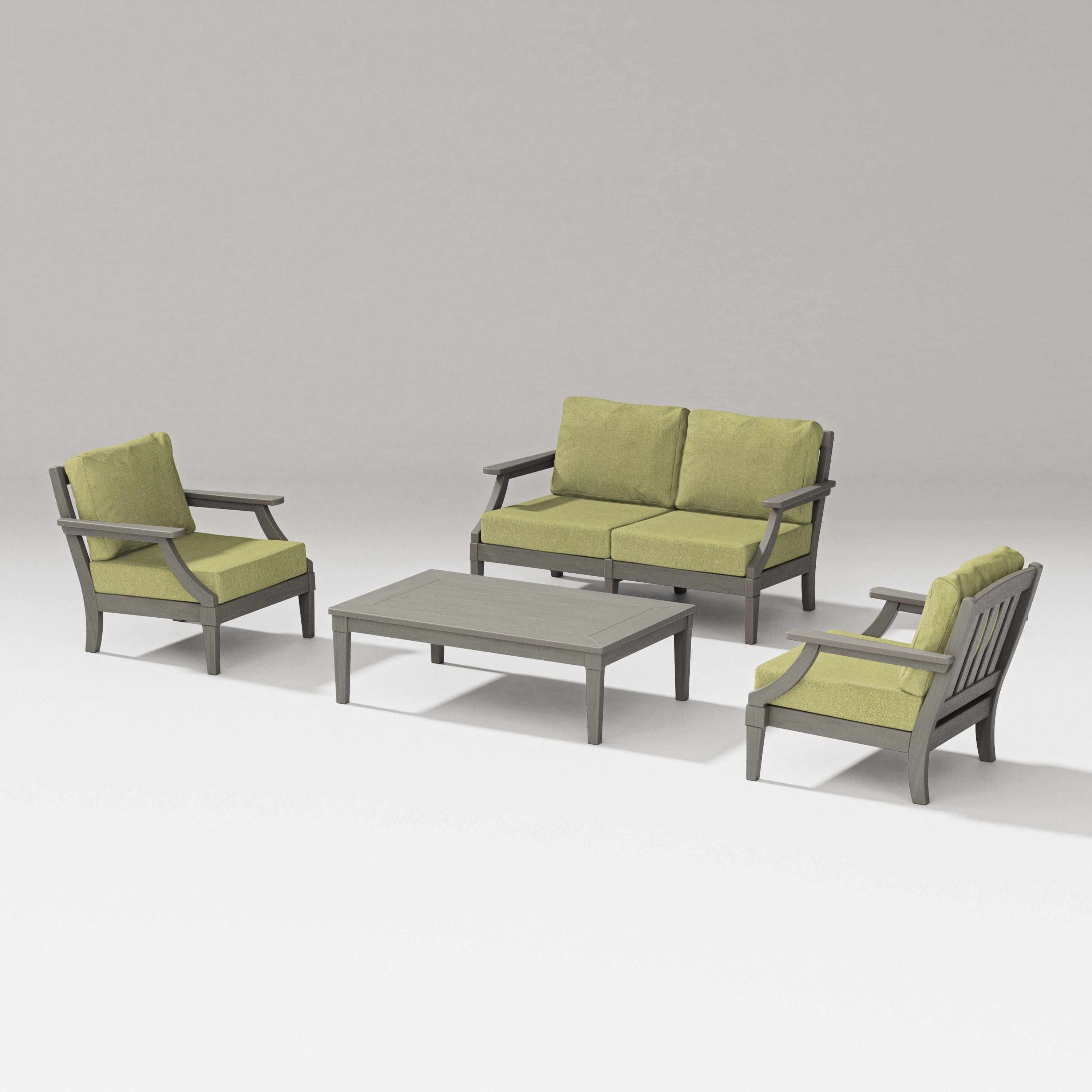 Estate Lounge 4-Piece Loveseat Set in Driftwood / Chartreuse Boucle