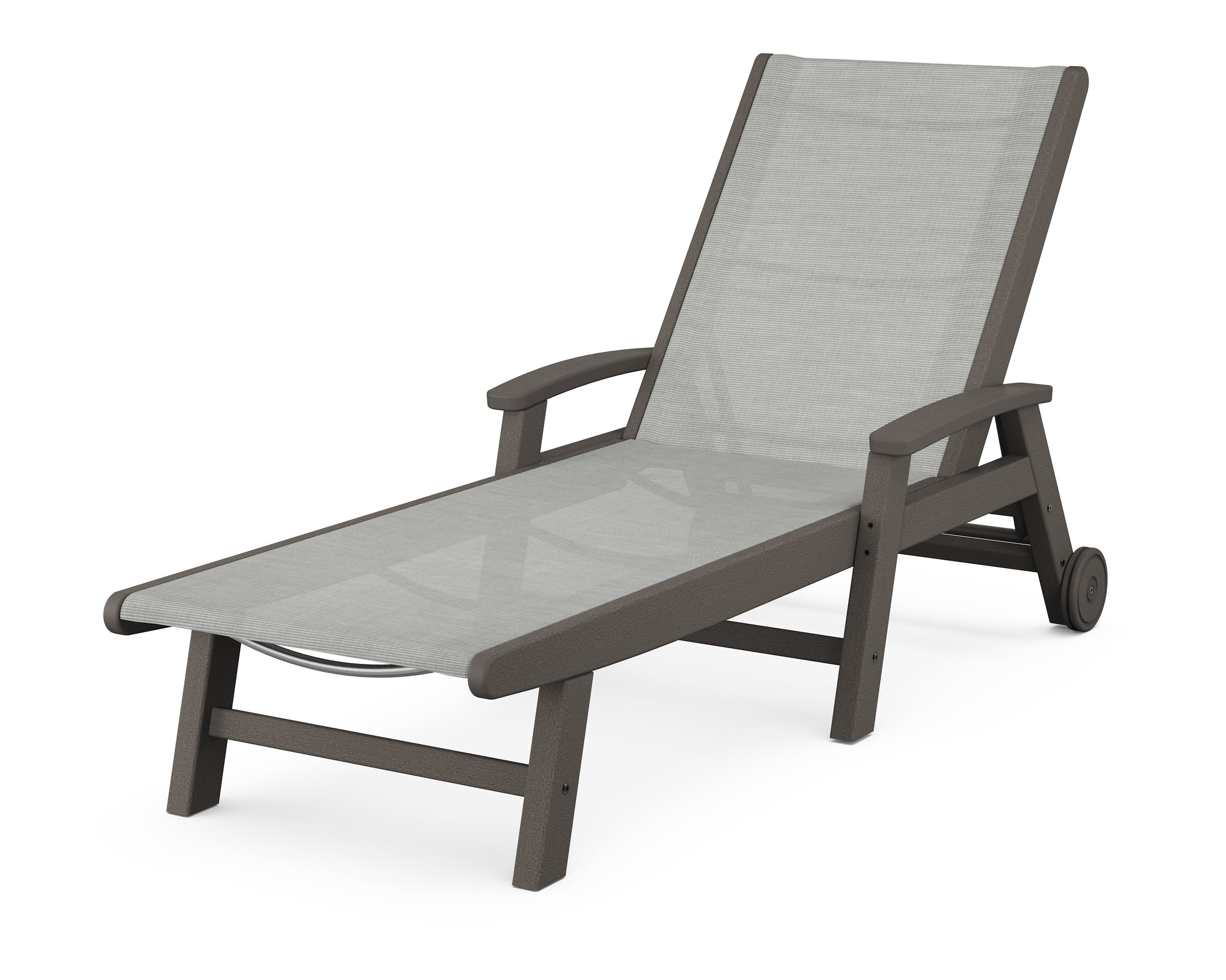 Coastal Chaise with Wheels in Vintage Coffee / Metallic Sling