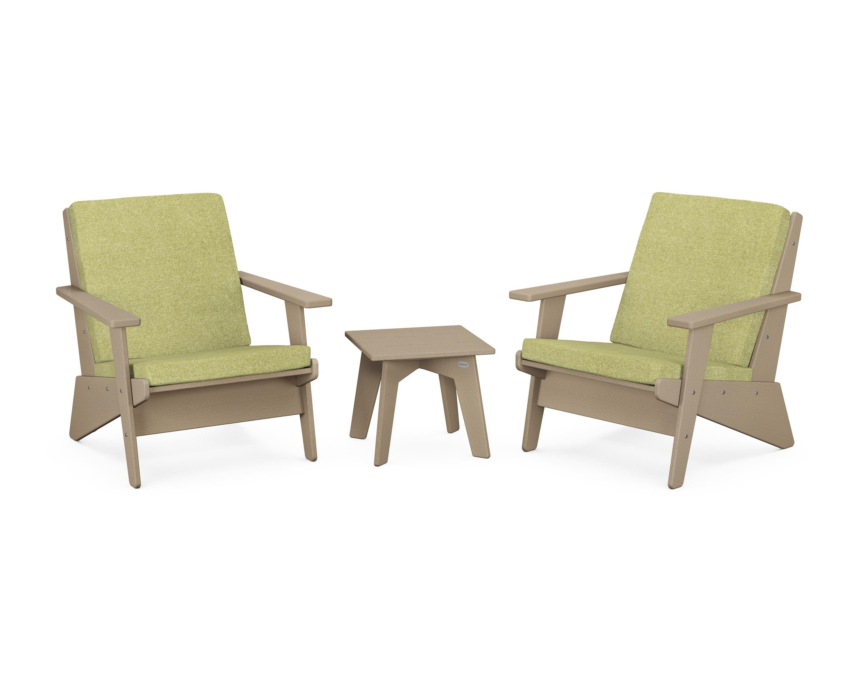 Riviera Modern Lounge 3-Piece Set in Vintage Sahara / Chartreuse Boucle
