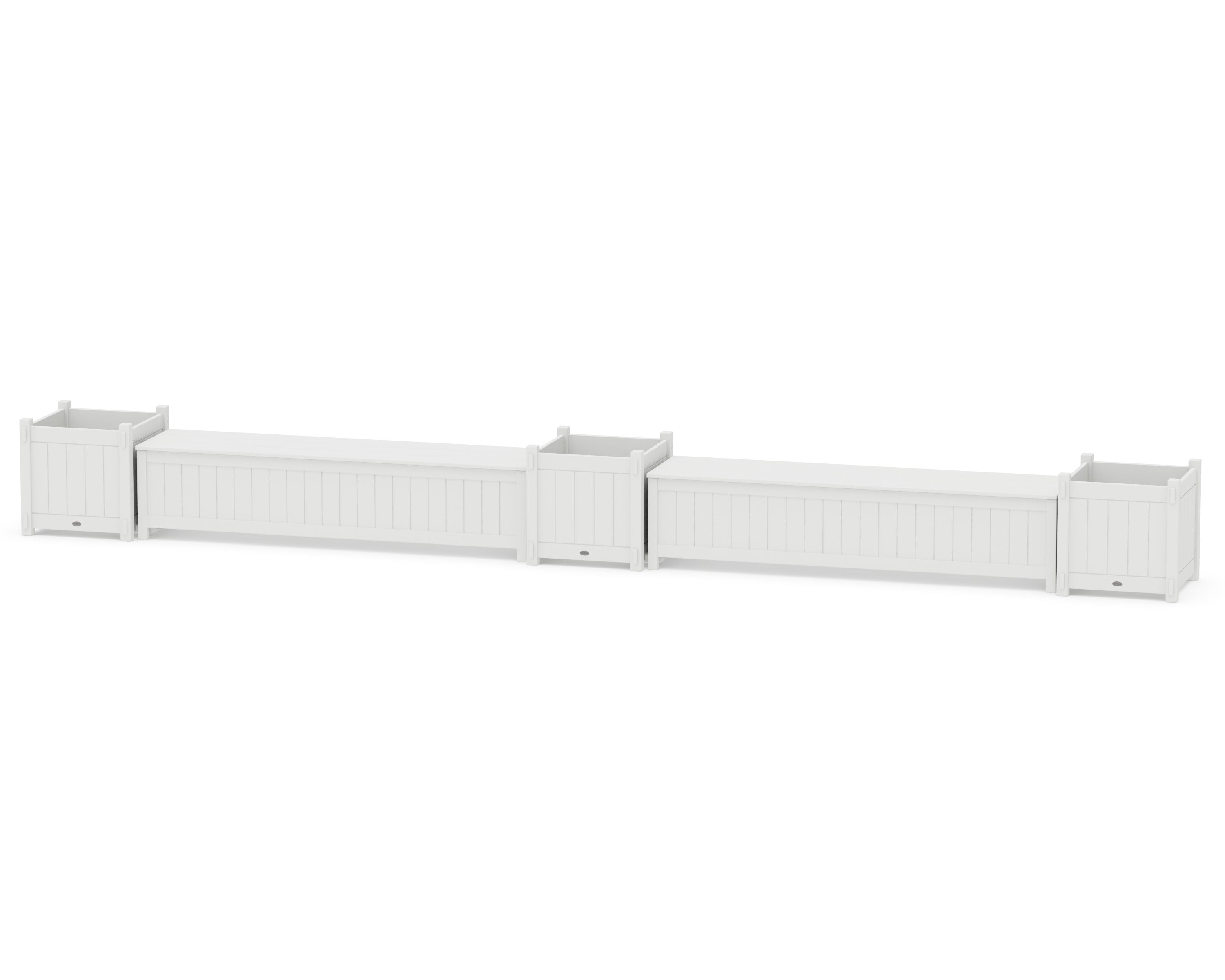 72" Vineyard Straight Double Planter Storage Bench Set- Large in White
