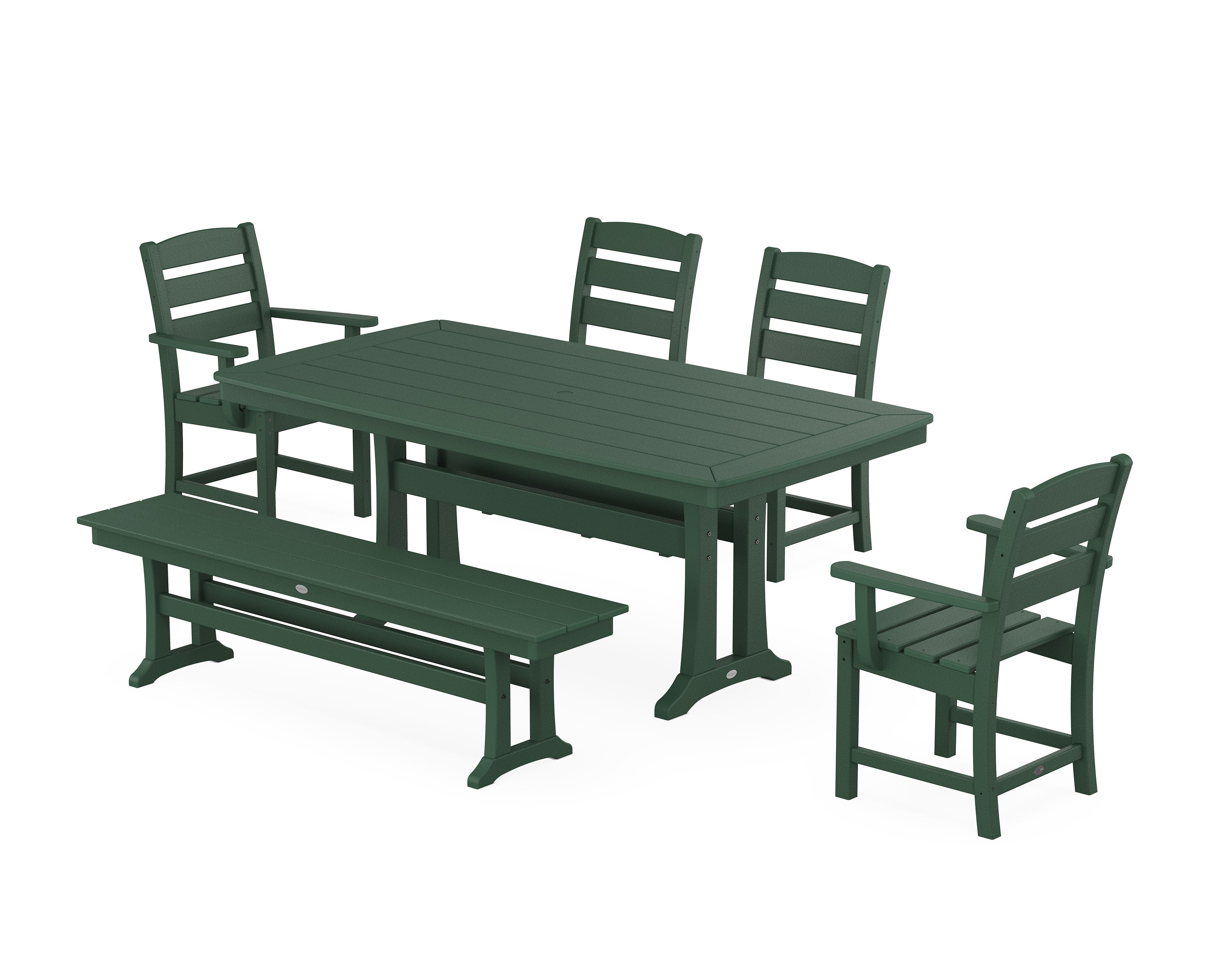 Lakeside 6-Piece Dining Set with Trestle Legs in Green