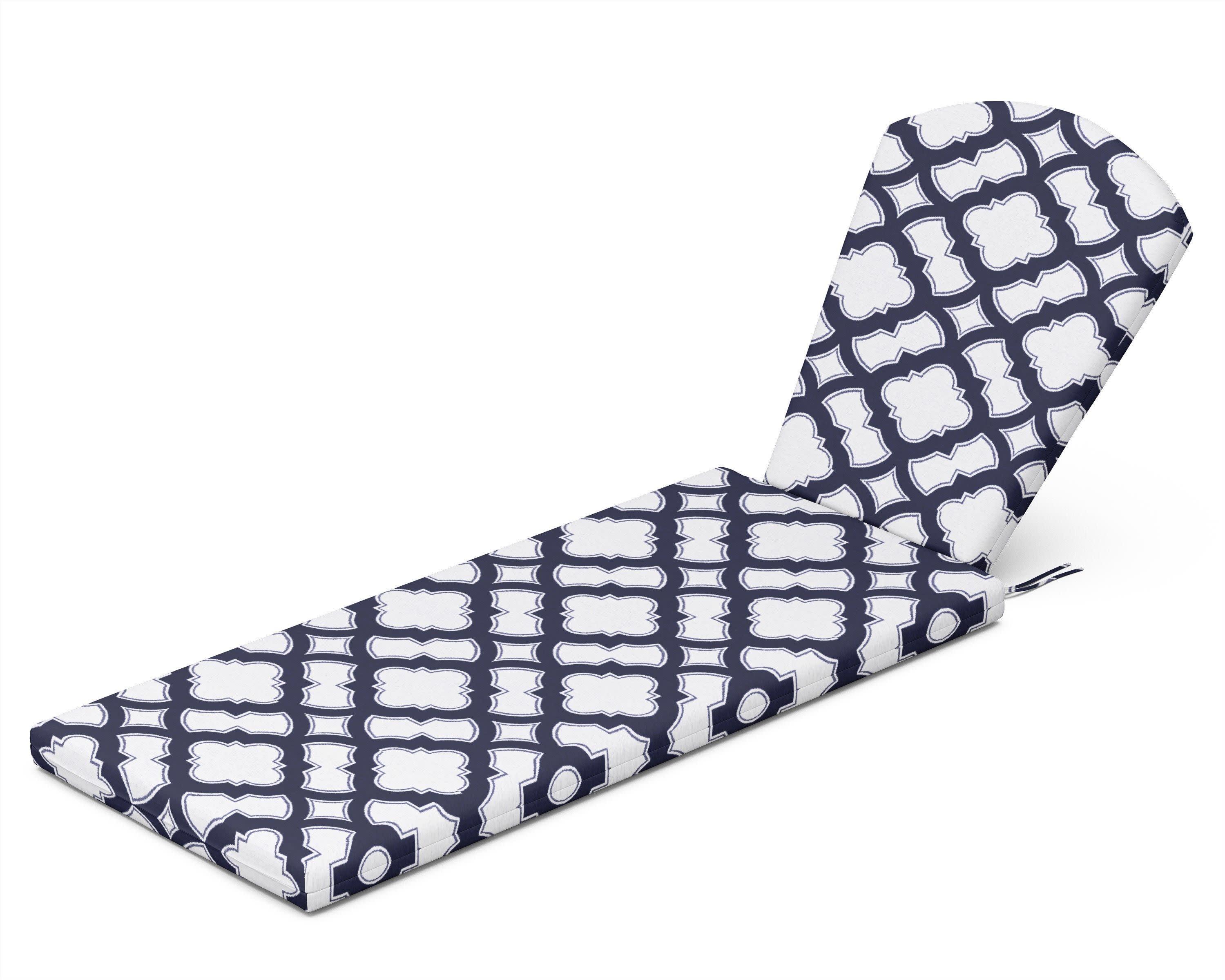 Chaise Cushion in Trellis Navy