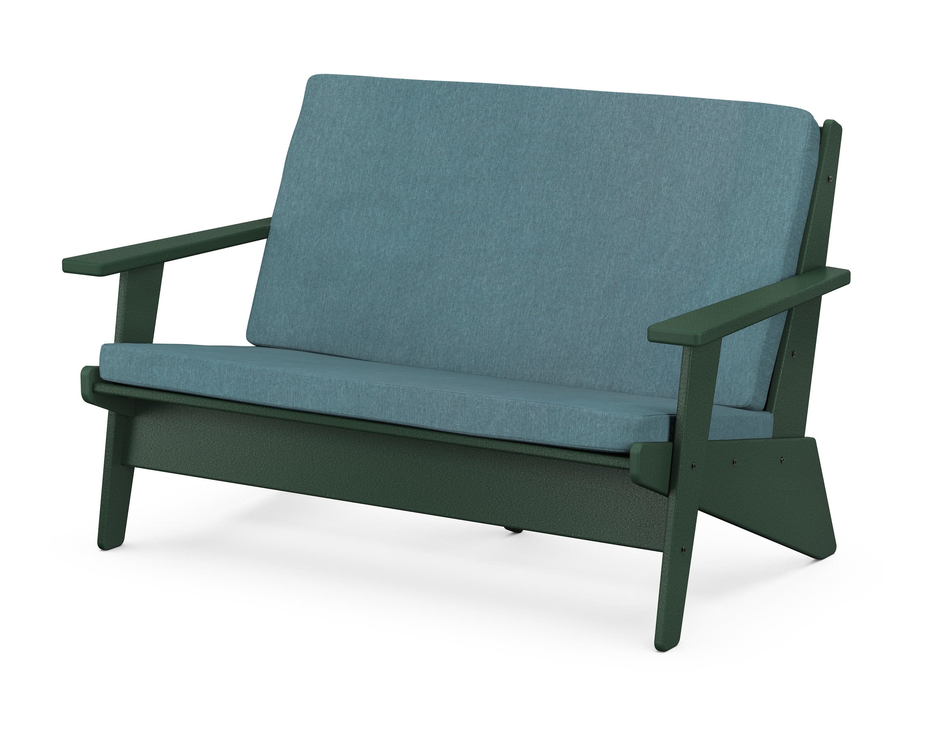 Riviera Modern Lounge Loveseat in Green / Ocean Teal