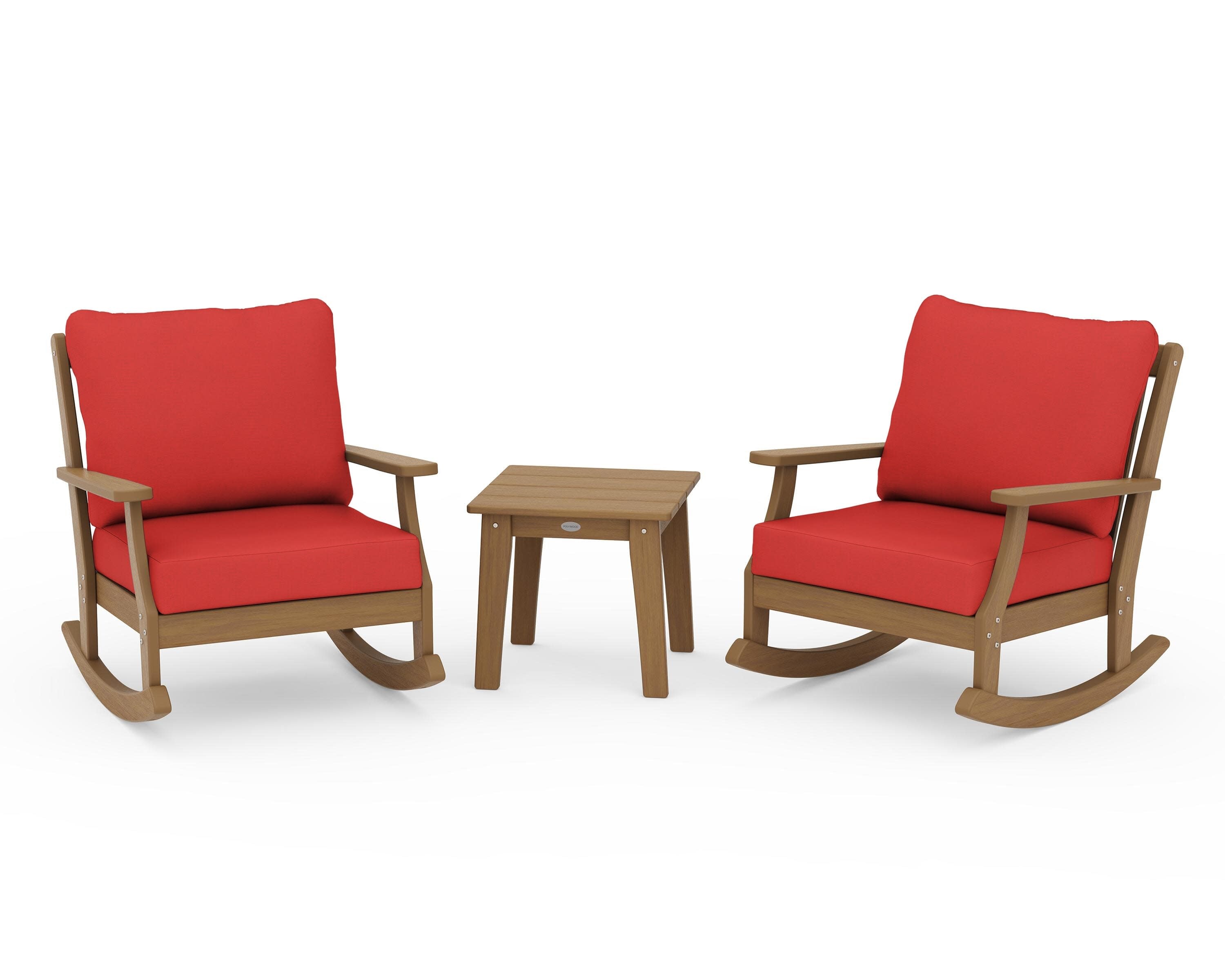 Braxton 3-Piece Deep Seating Rocker Set in Natural / Crimson Linen