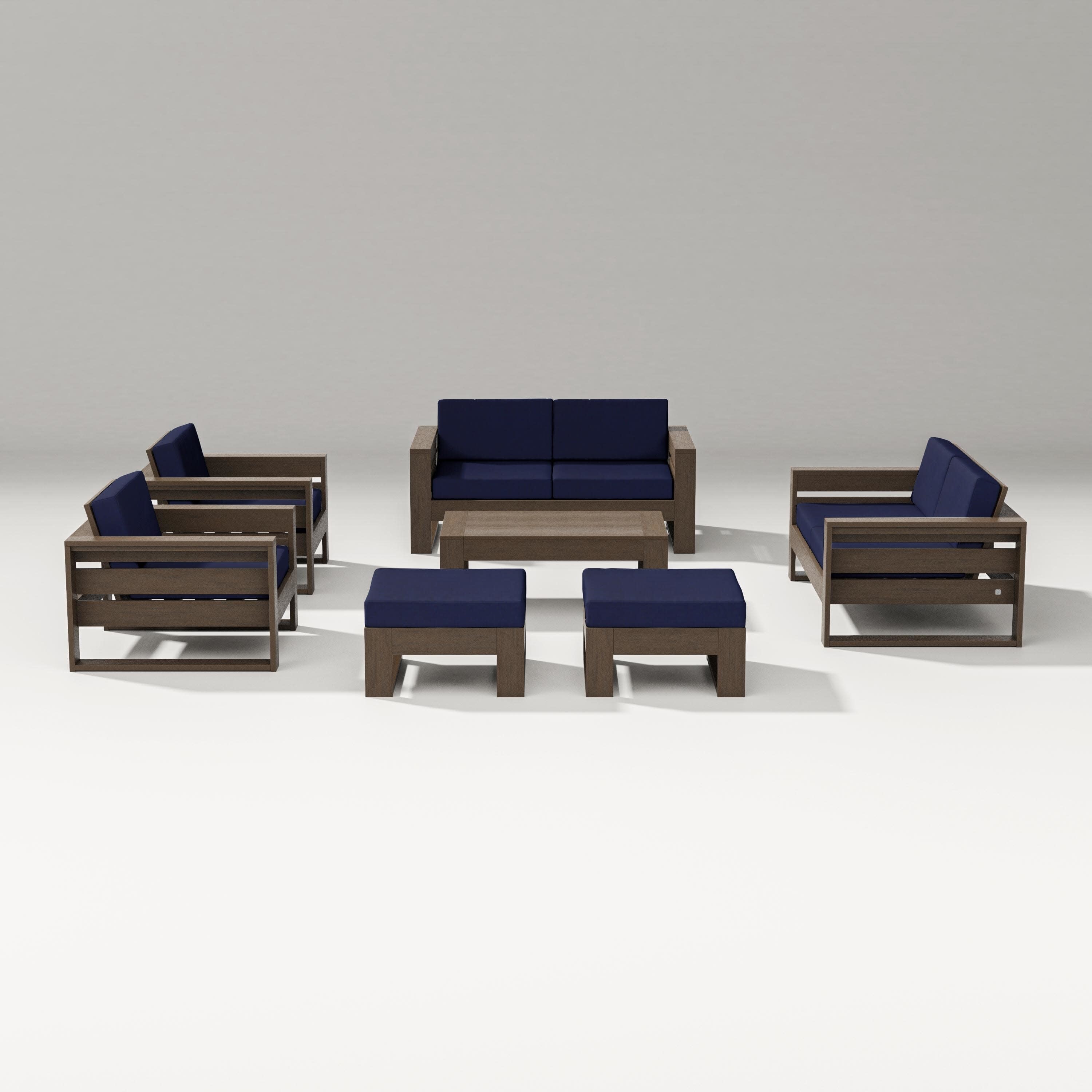 Latitude 7-Piece Lounge Loveseat Set in Kona / Navy