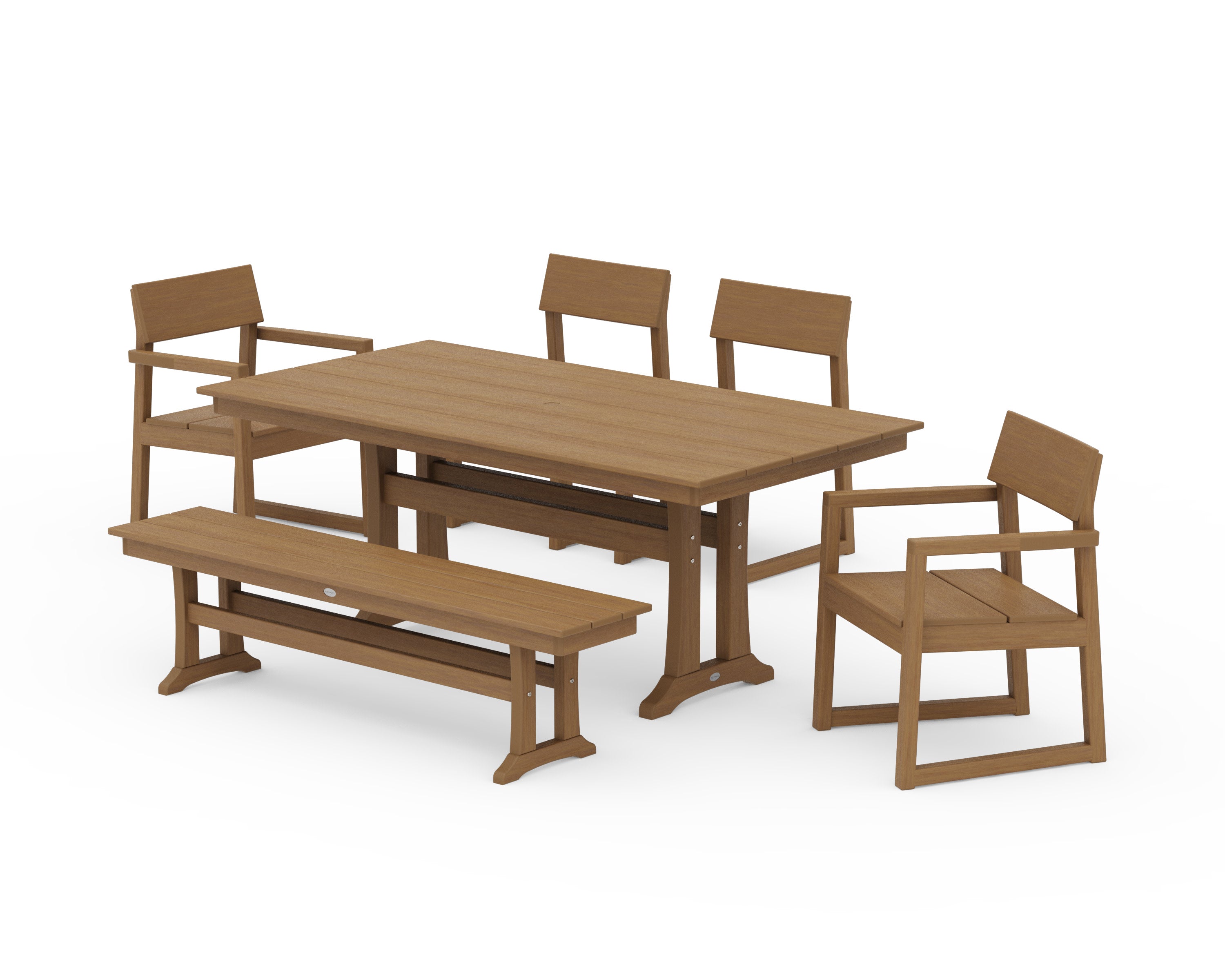 EDGE 6-Piece Farmhouse Dining Set With Trestle Legs in Natural