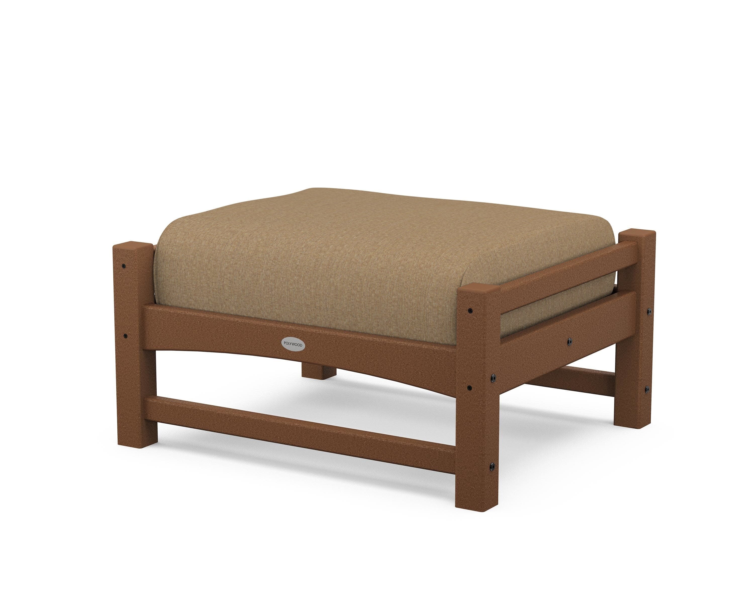Club Ottoman in Teak / Sesame