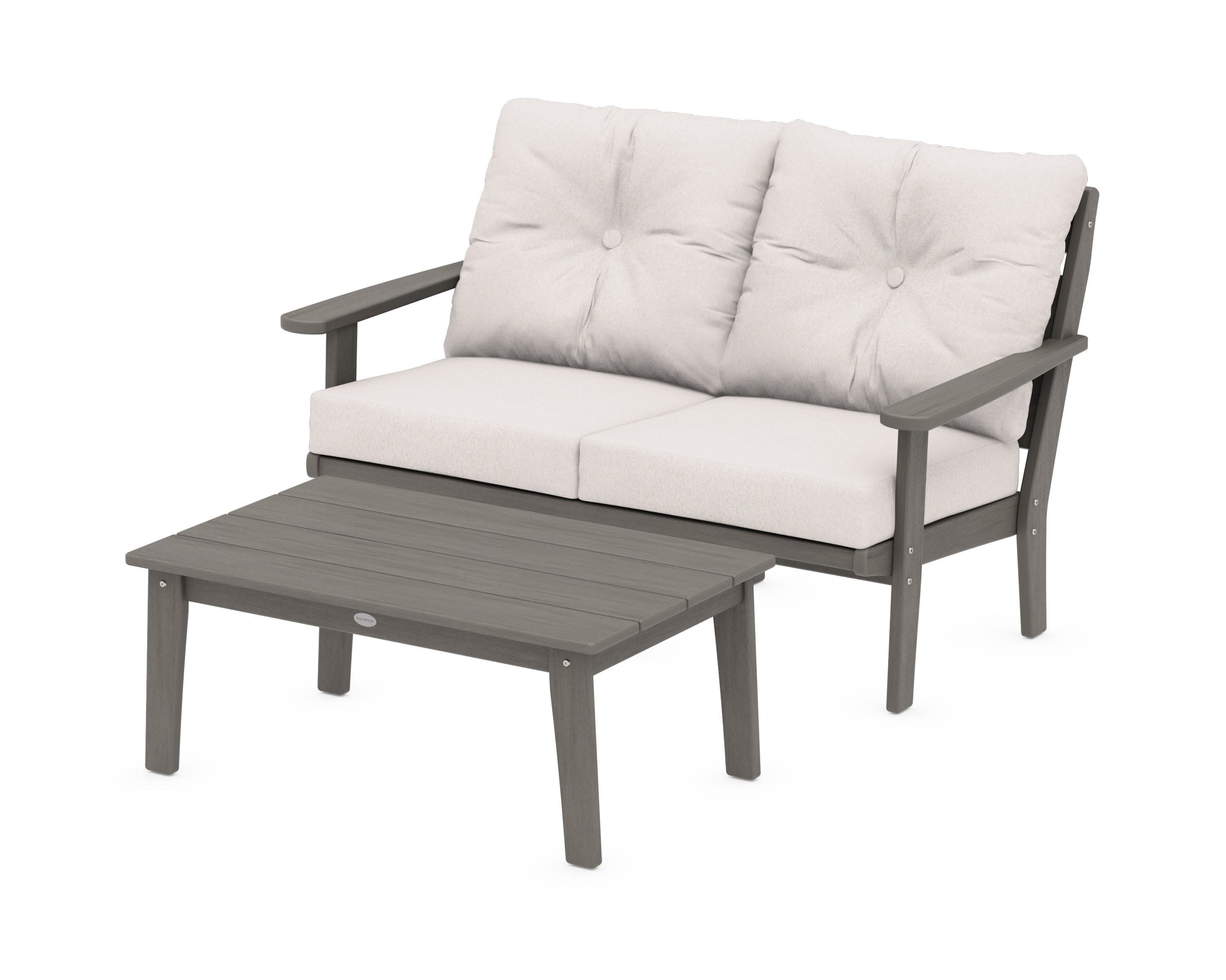 Lakeside 2-Piece Lounge Loveseat Set in Driftwood / Dune Burlap