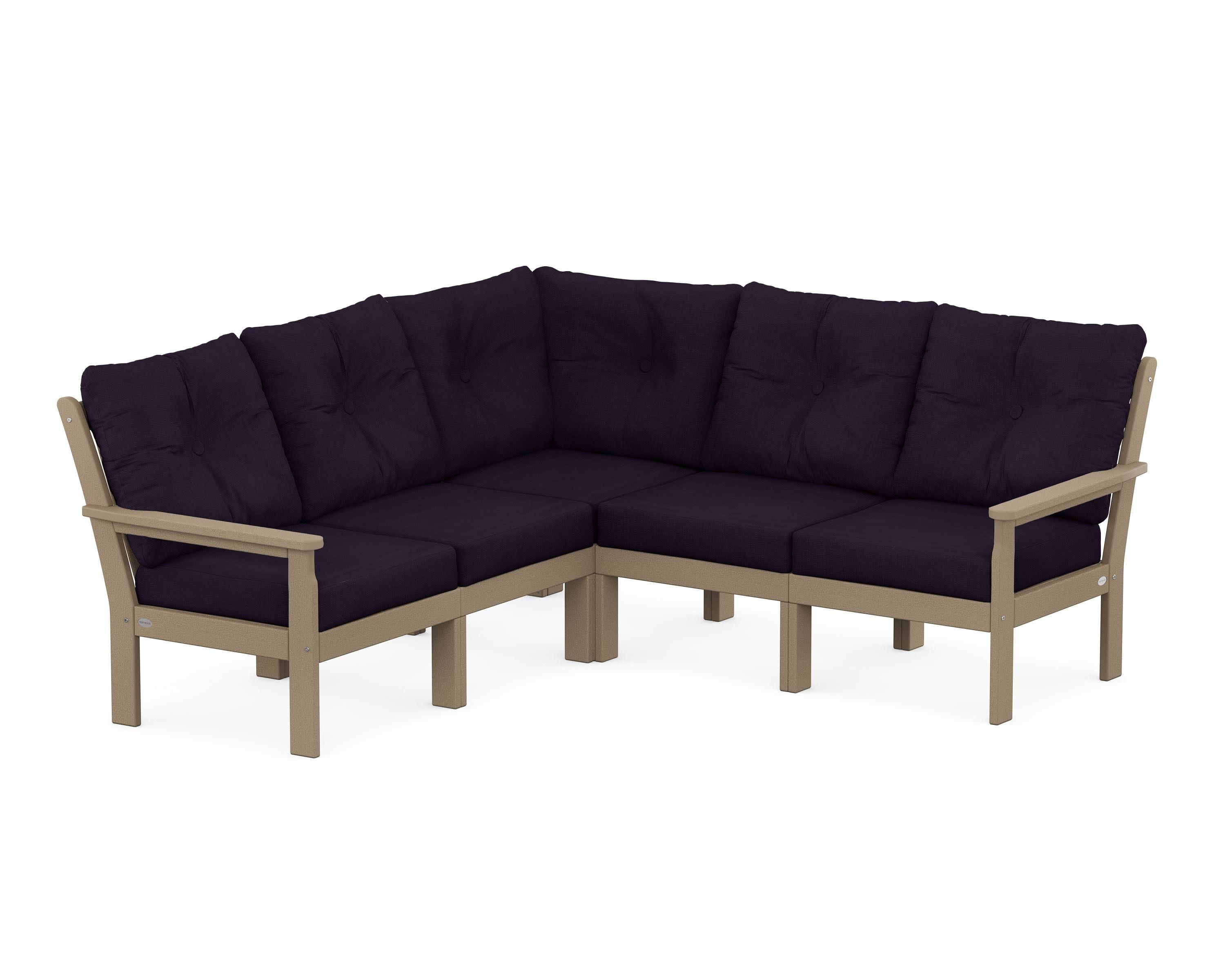 Vineyard 5-Piece Sectional in Vintage Sahara / Navy Linen