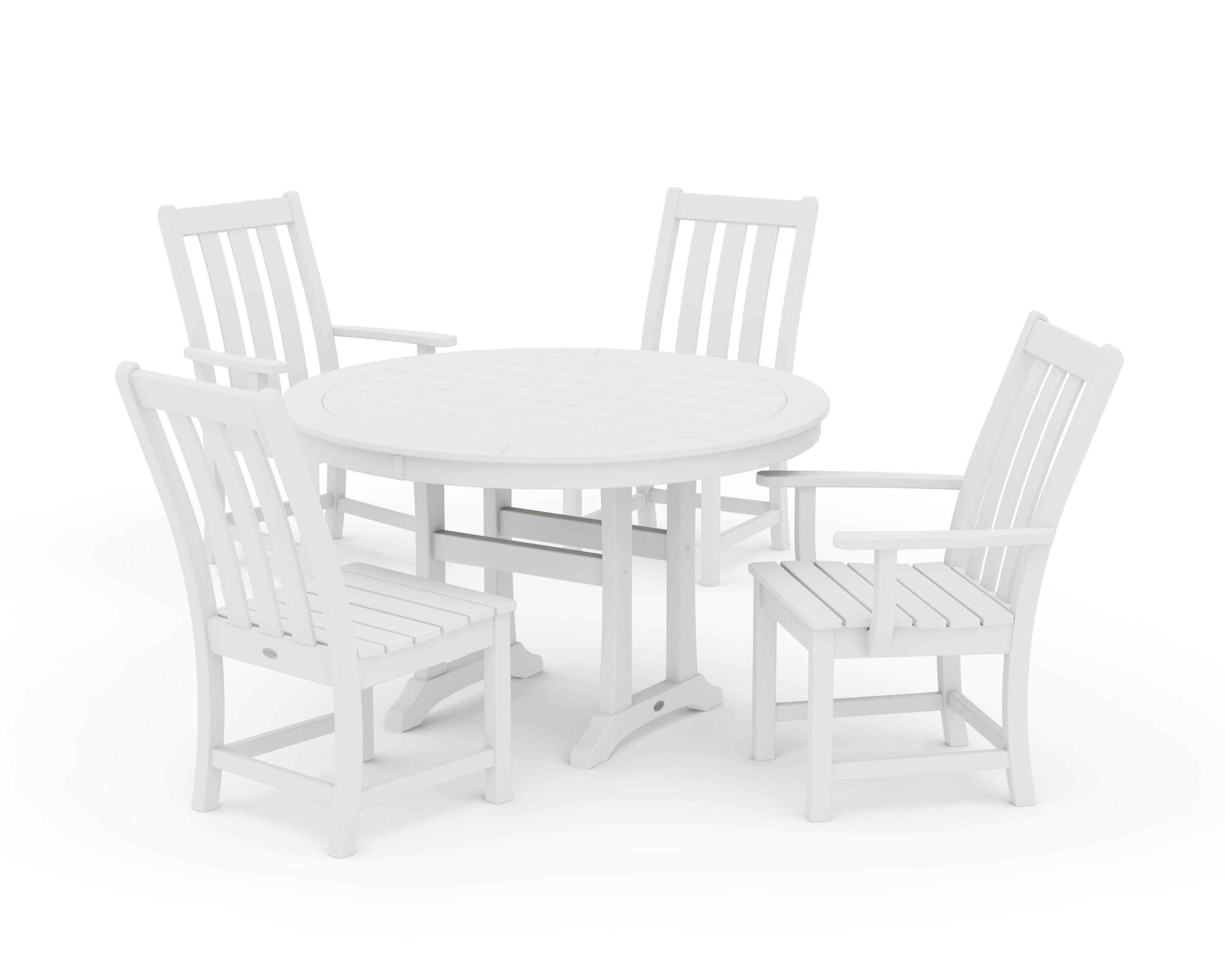 Vineyard 5-Piece Nautical Trestle Dining Set in White