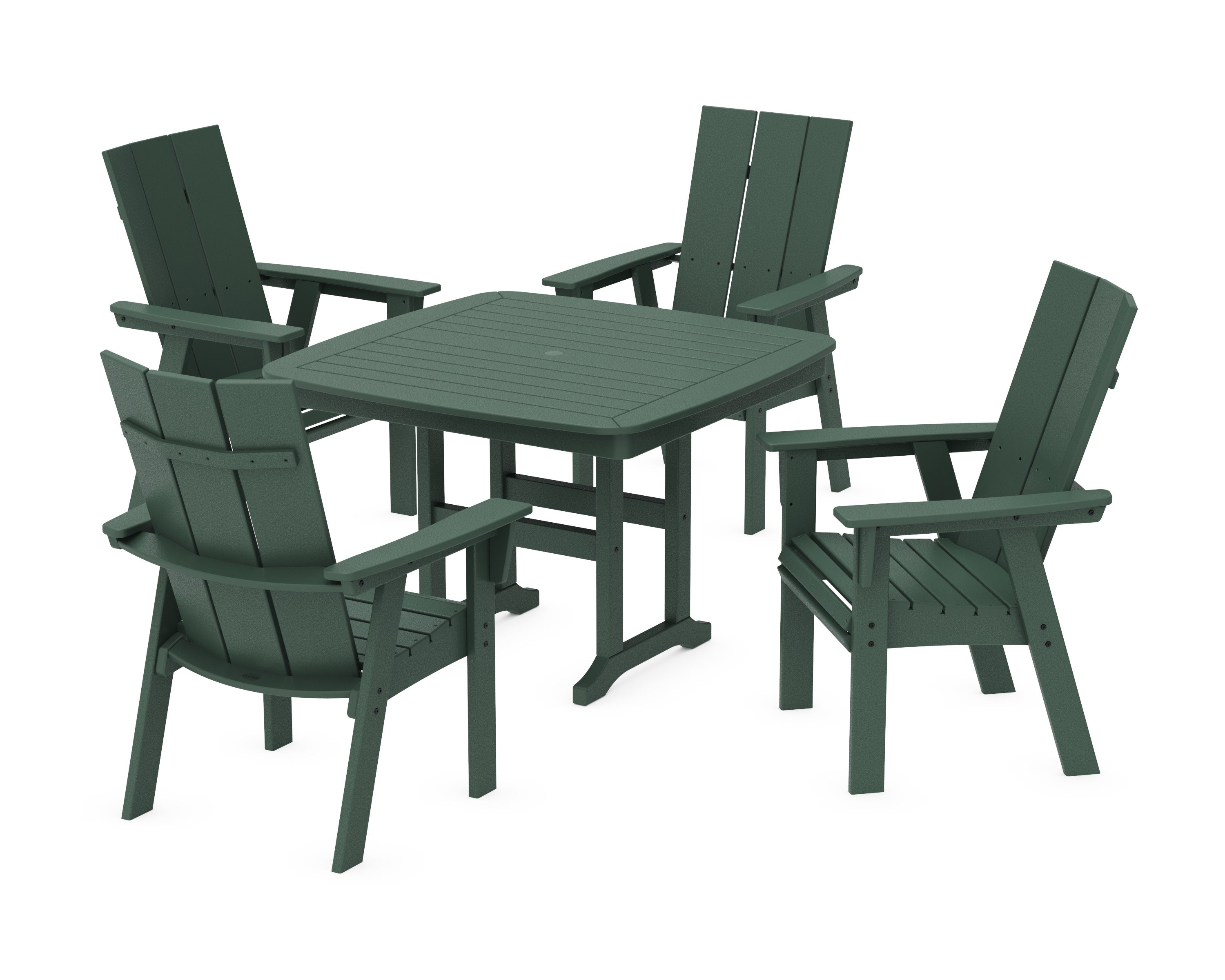Modern Curveback Adirondack 5-Piece Dining Set in Green
