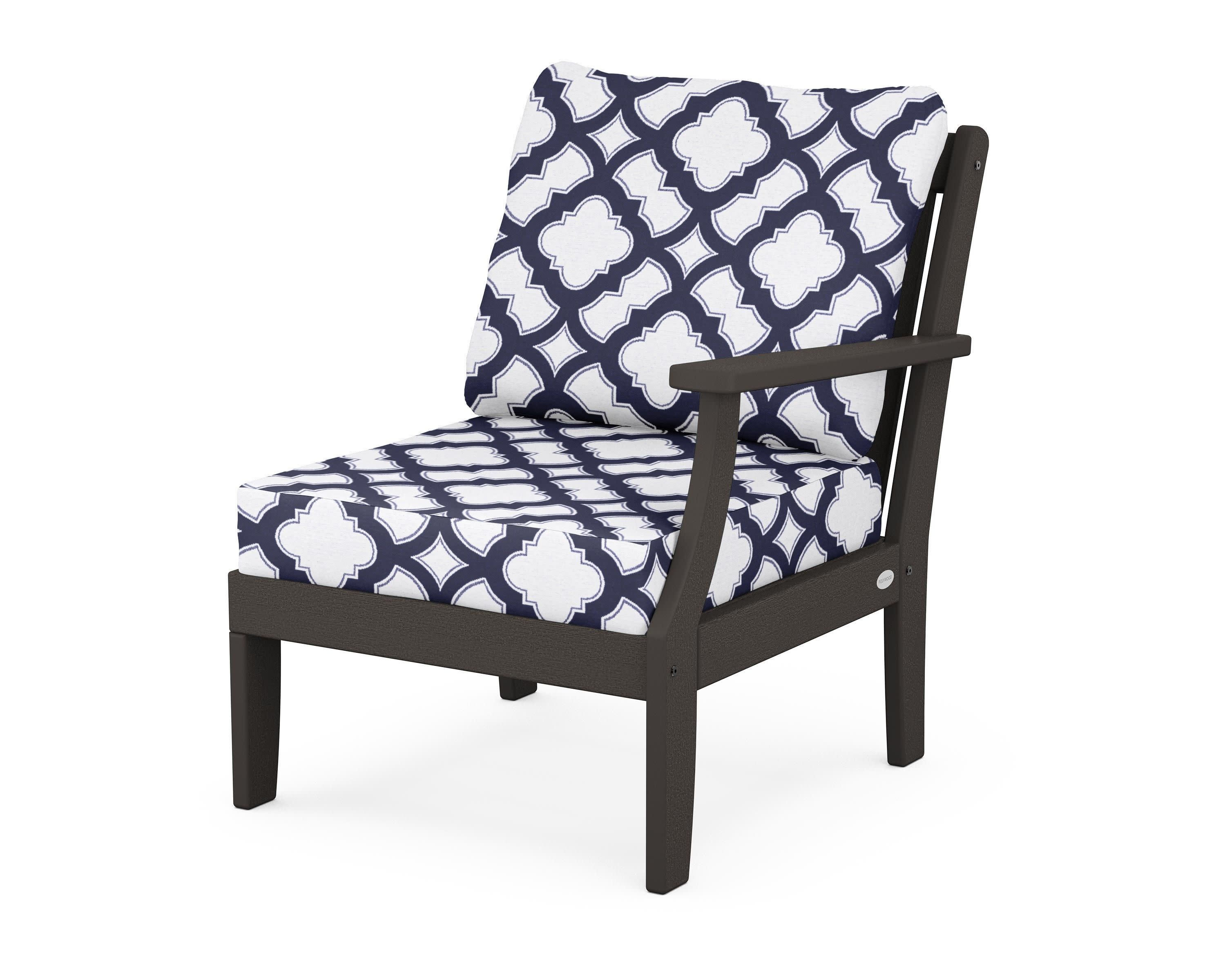 Braxton Modular Right Arm Chair in Vintage Coffee / Trellis Navy