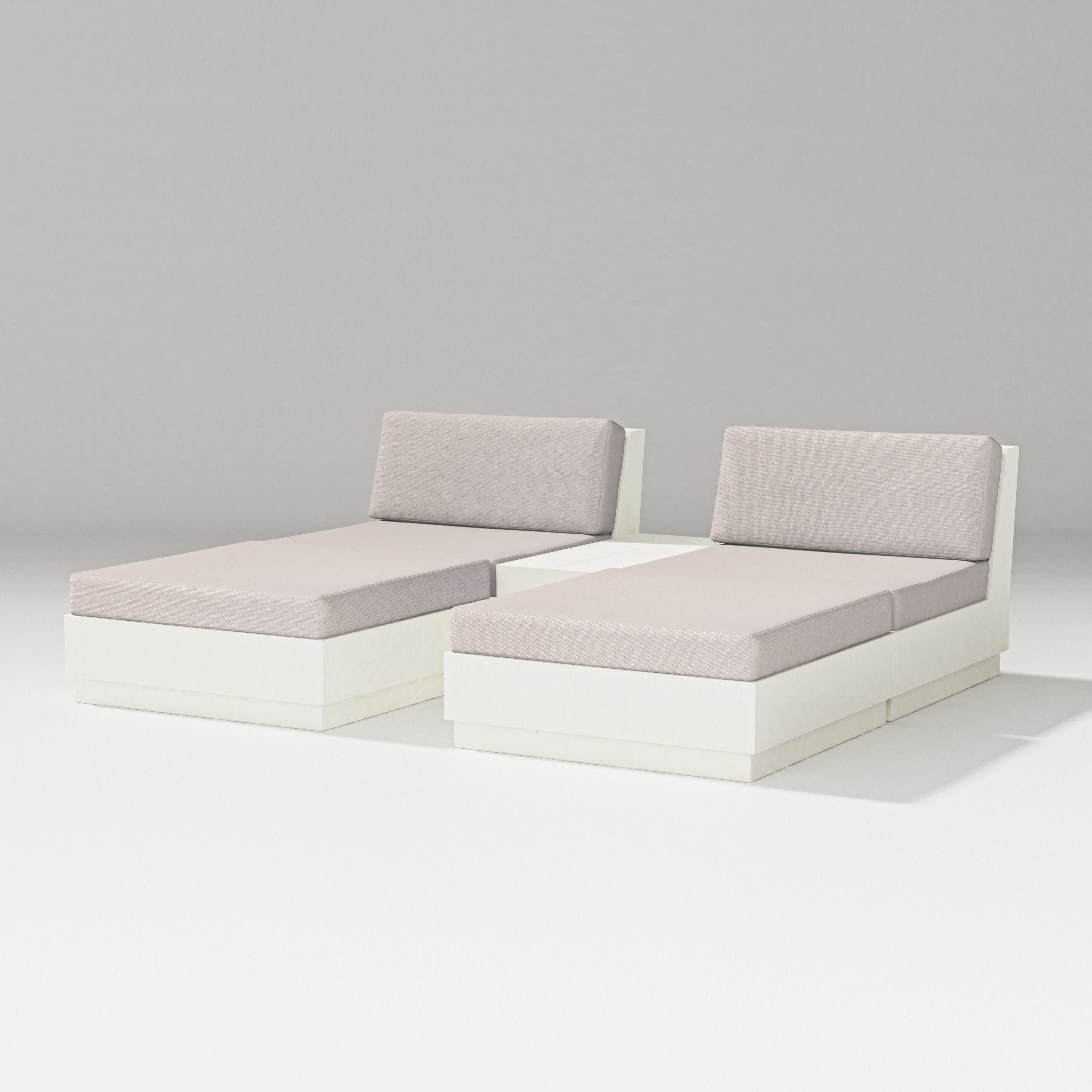 Elevate Double Chaise Set in Vintage White / Dune Burlap