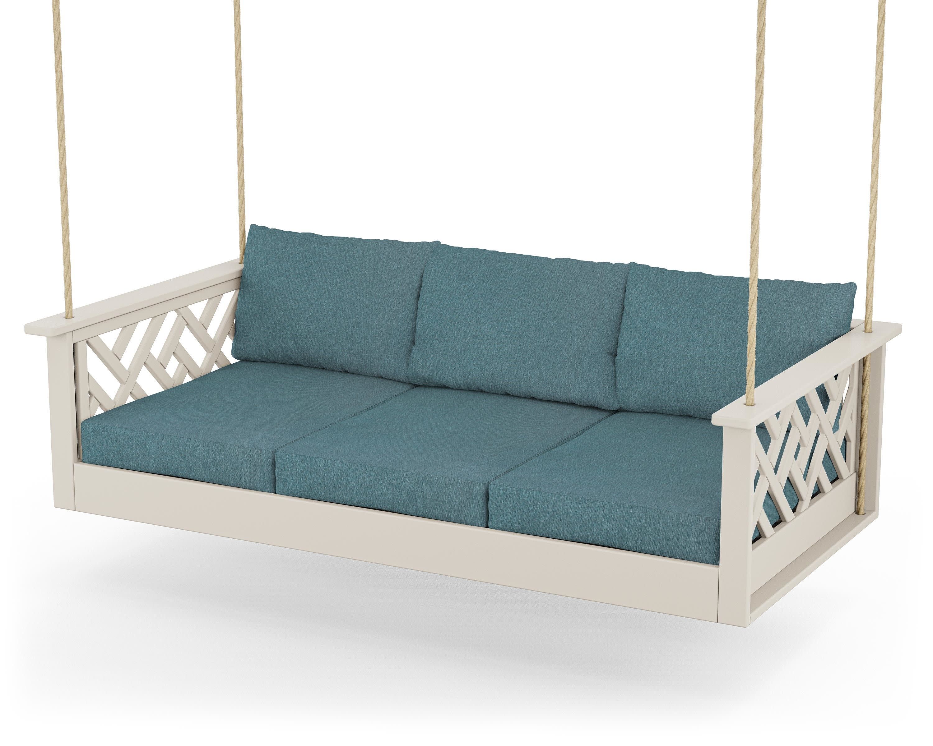 Chippendale Daybed Swing in Sand / Ocean Teal