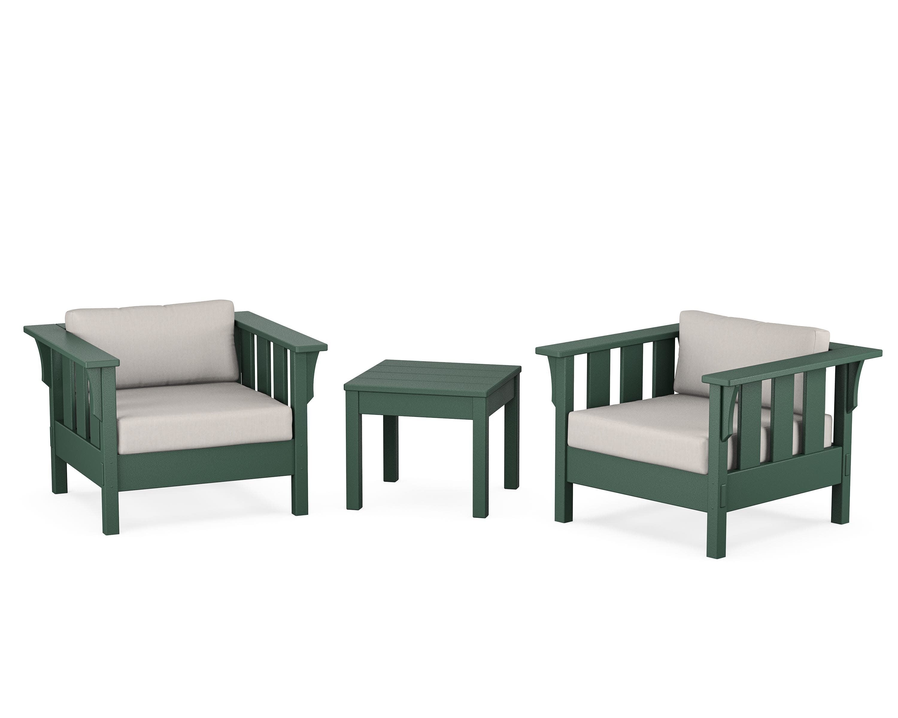 Acadia 3-Piece Deep Seating Set in Green / Cast Ash