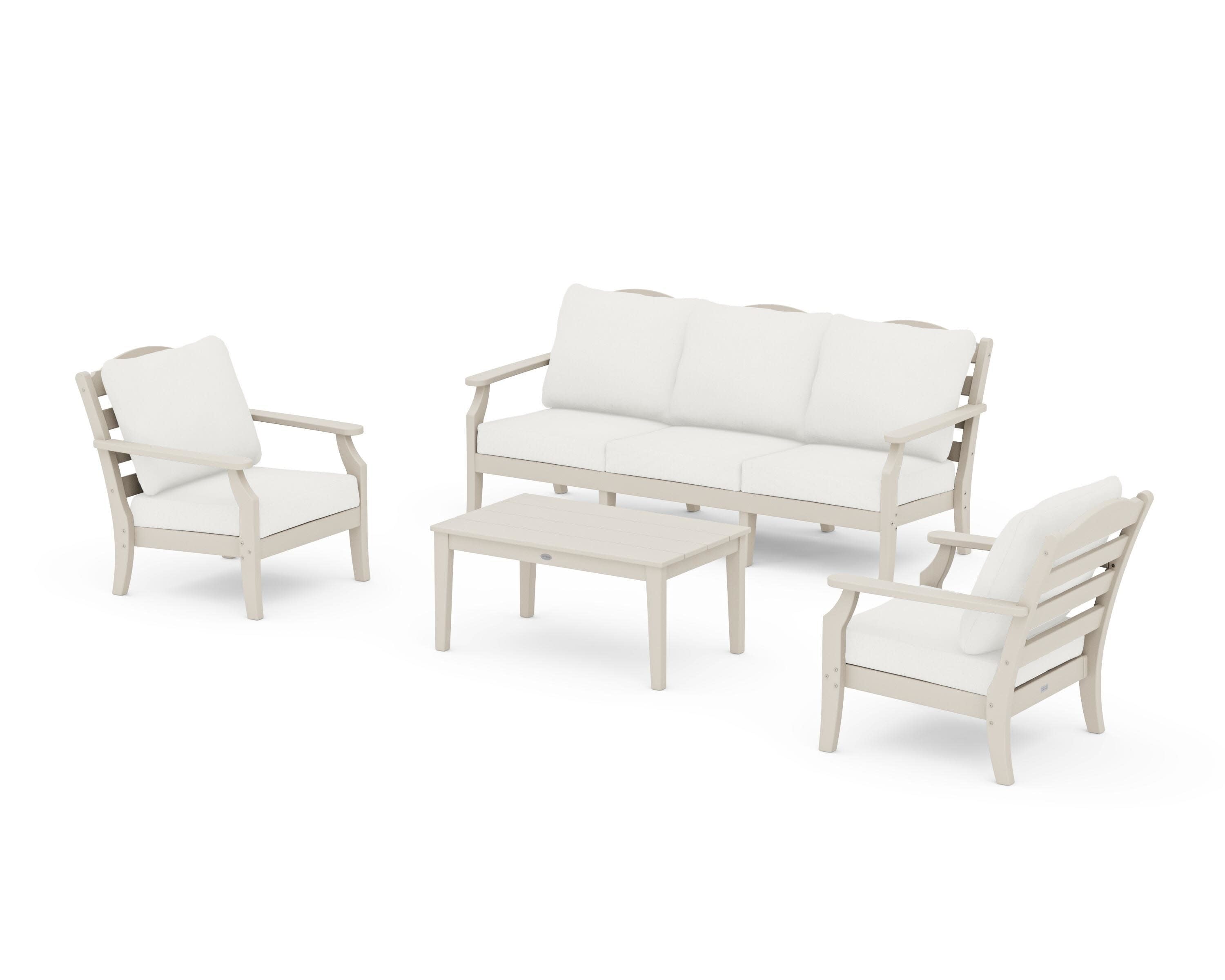 Savannah 4-Piece Deep Seating Set with Sofa in Sand / Natural Linen