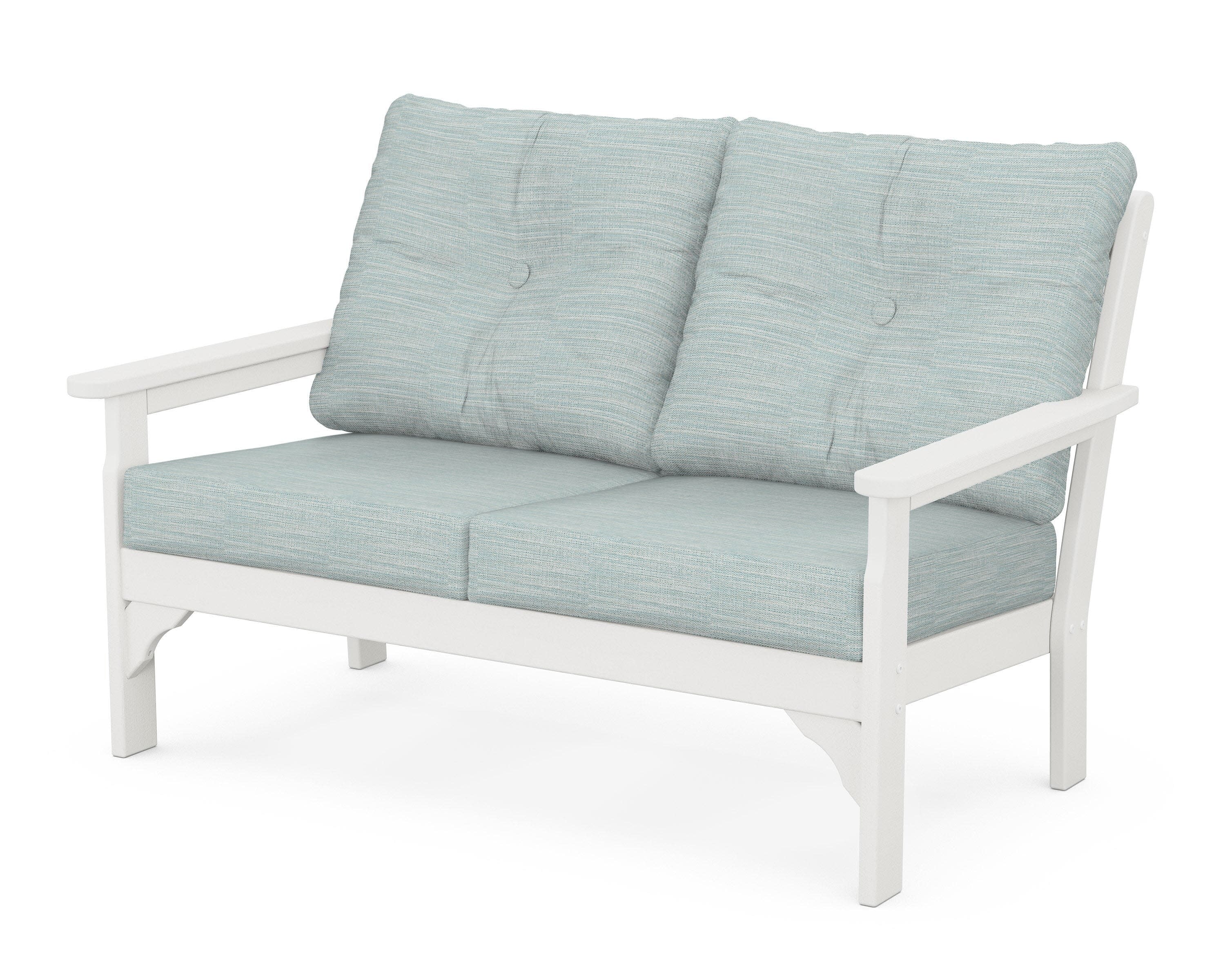 Vineyard Deep Seating Loveseat in Vintage White / Soothe Mist