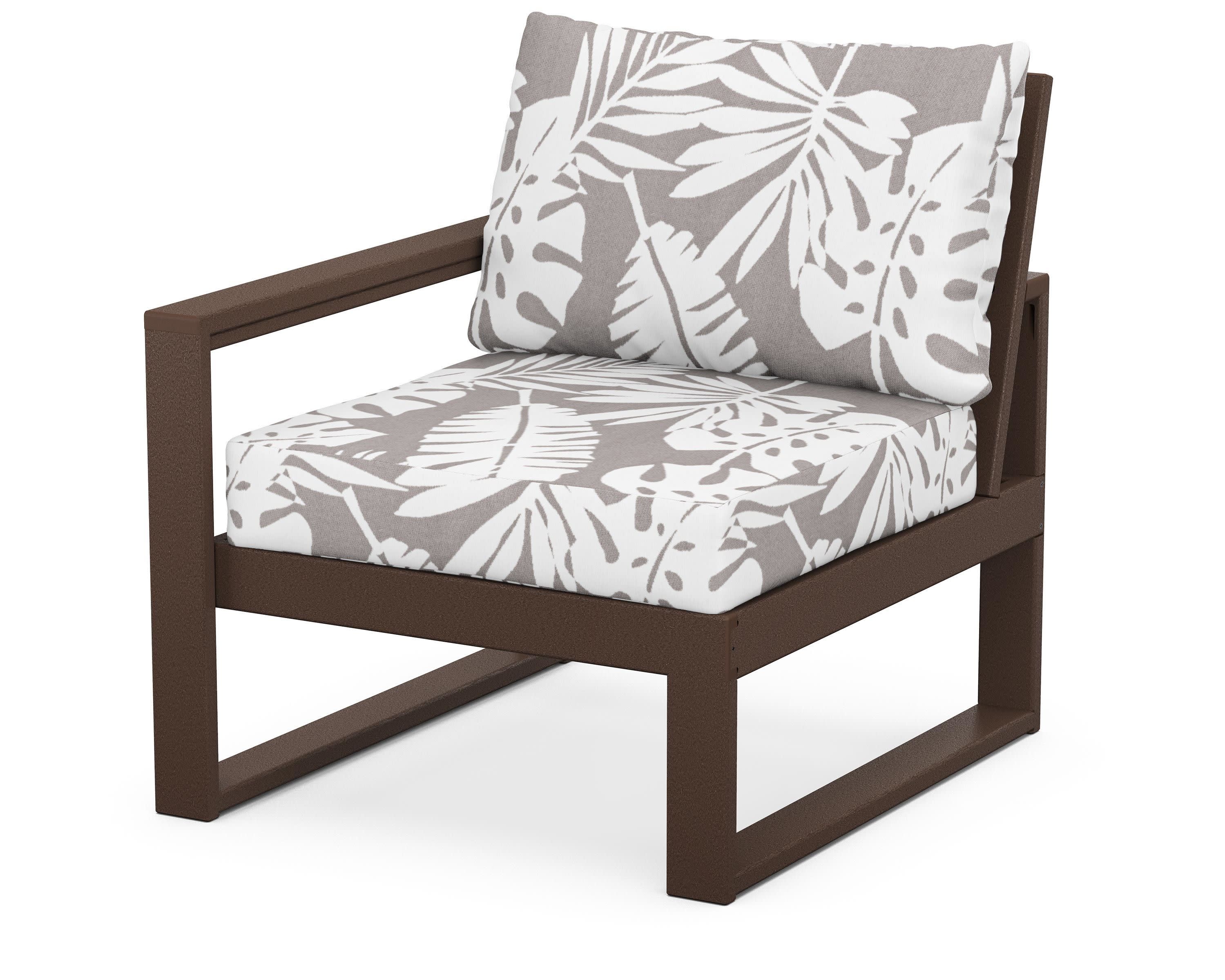EDGE Modular Left Arm Chair in Mahogany / Leaf Grey Mist