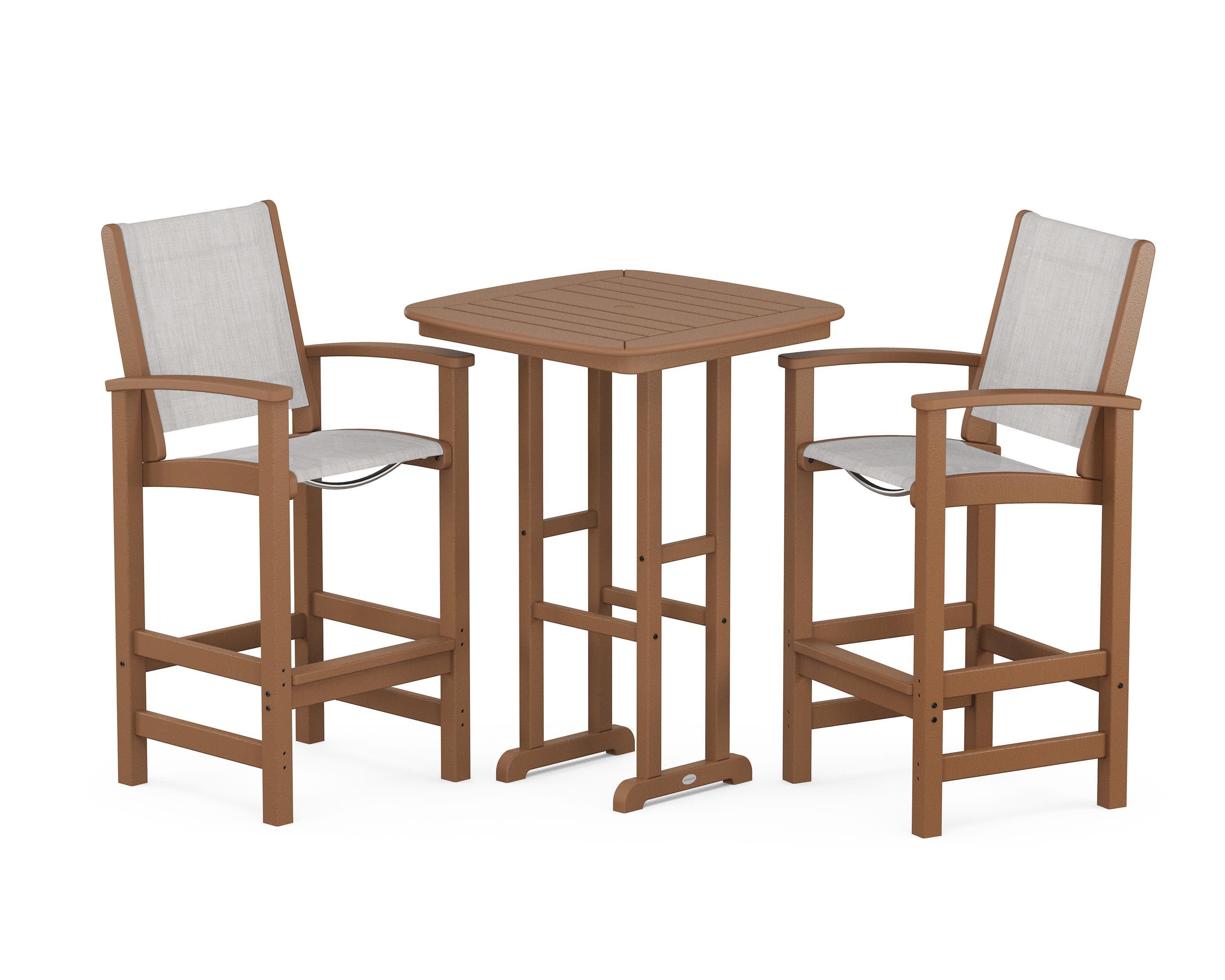 Coastal 3-Piece Bar Set in Teak / Parchment Sling